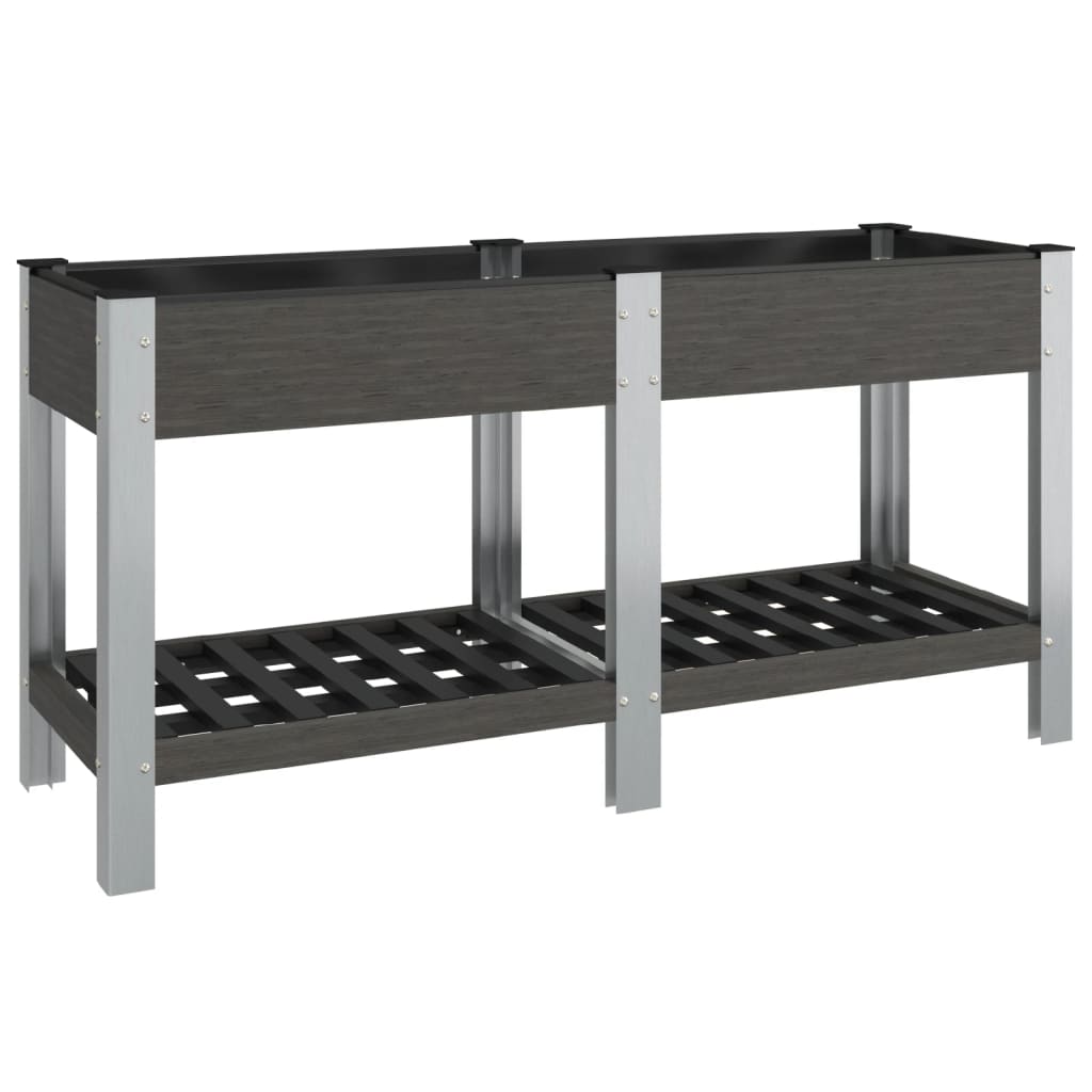 vidaXL Arriate de jardín con estante WPC gris Dimensiones 50 x 50 x 90 cm,  75 x 50 x 90 cm,  200 x 50 x 90 cm y mas