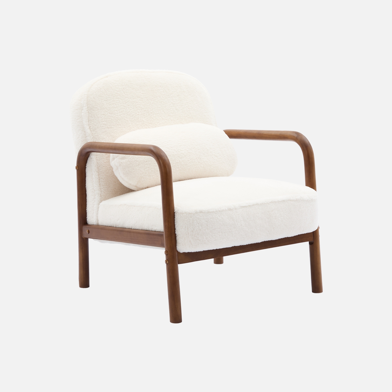 sweeek - Sillón escandinavo de madera de hevea teñida y efecto pelo sintético , Amelie pelo sintético , 66x82x77