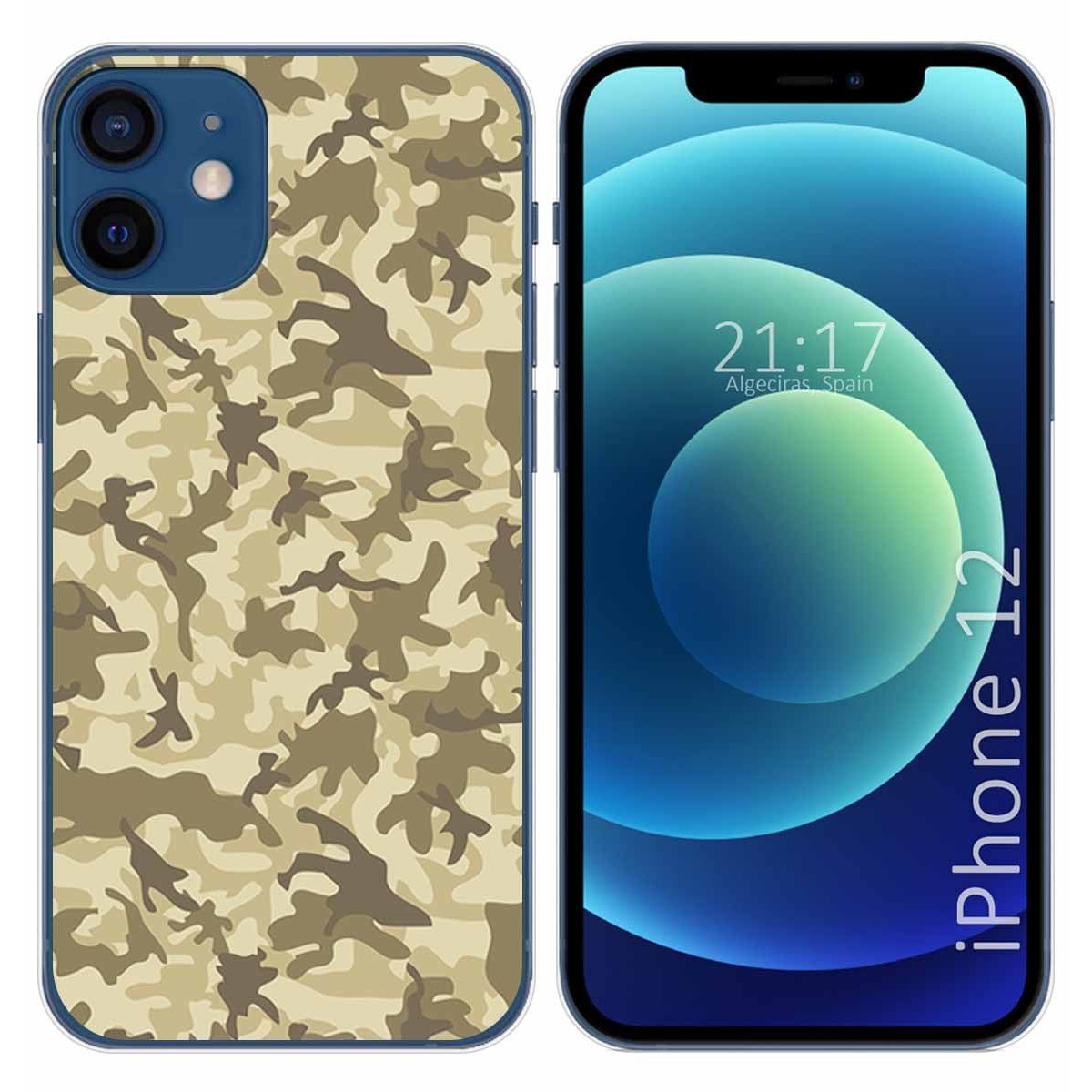 Tumundosmartphone Funda Gel Tpu para Iphone 12 / 12 Pro (6.1) diseño Sand Camuflaje Dibujos