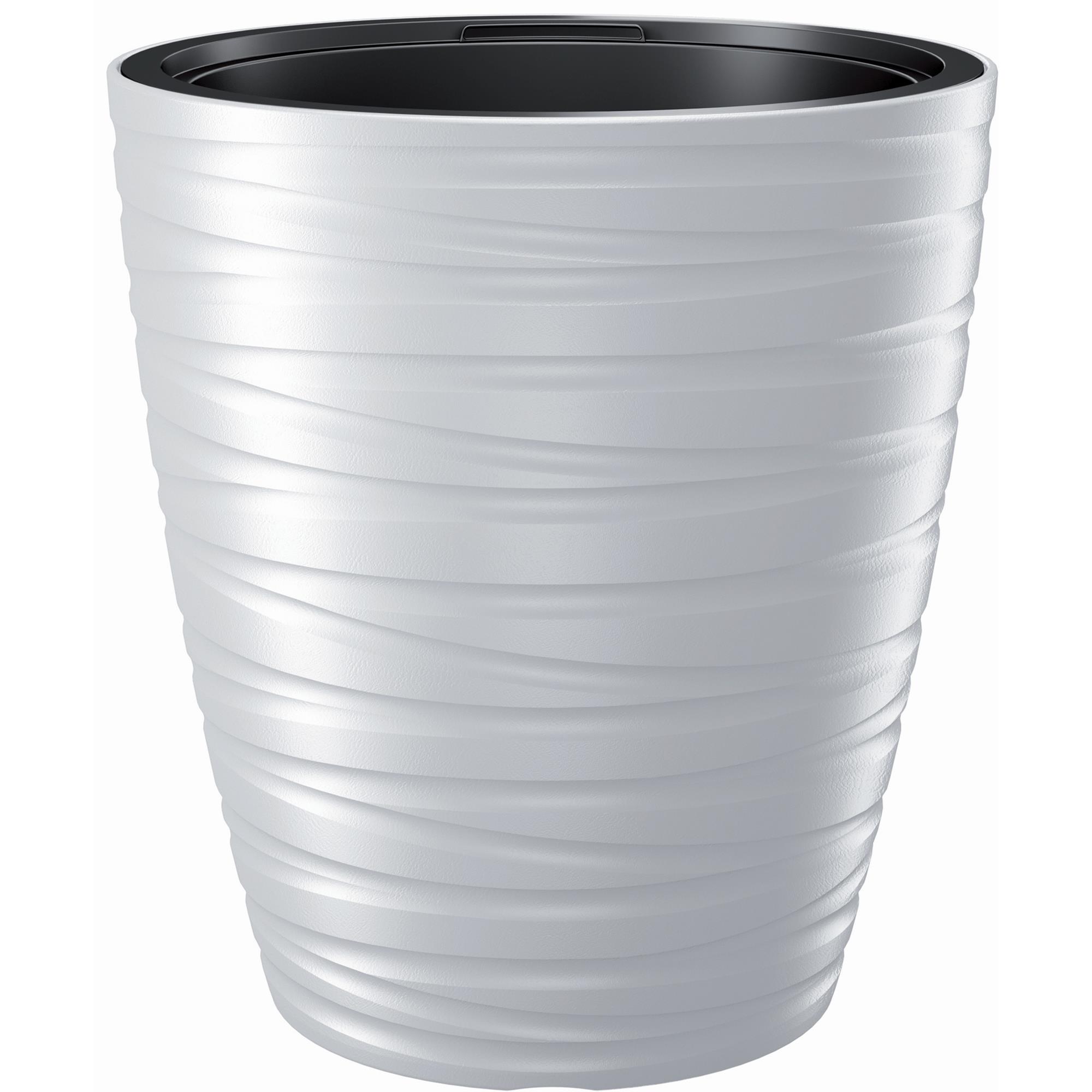 Prosperplast Maceta con Deposito 16L Maze de Plastico en Color Gris Piedra 29,6 (largo) X 29,6 (ancho) X 32,9 (alto) Cm - Funcionalidad y Diseño Moderno