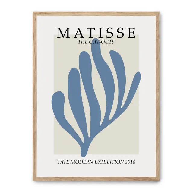 Cuadro blue abstract art 30x40cm, Póster impreso en papel de primera calidad de 180gr, montado sobre marco de madera MDF acabado roble., Arte - Pintores famosos - Matisse