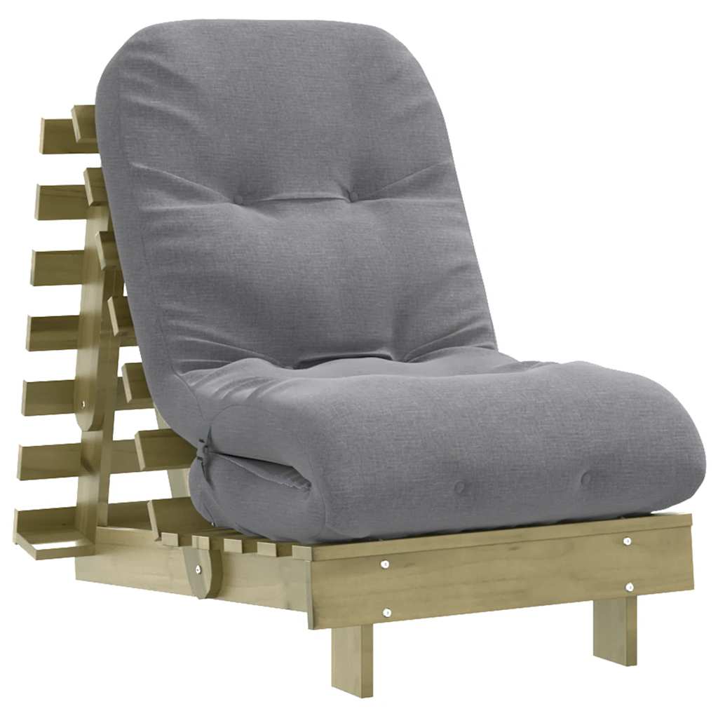 vidaXL Futón sofá cama con colchón madera maciza 60x206x11 cm en color Blanco/Douglas natural/Marrón cera y más
