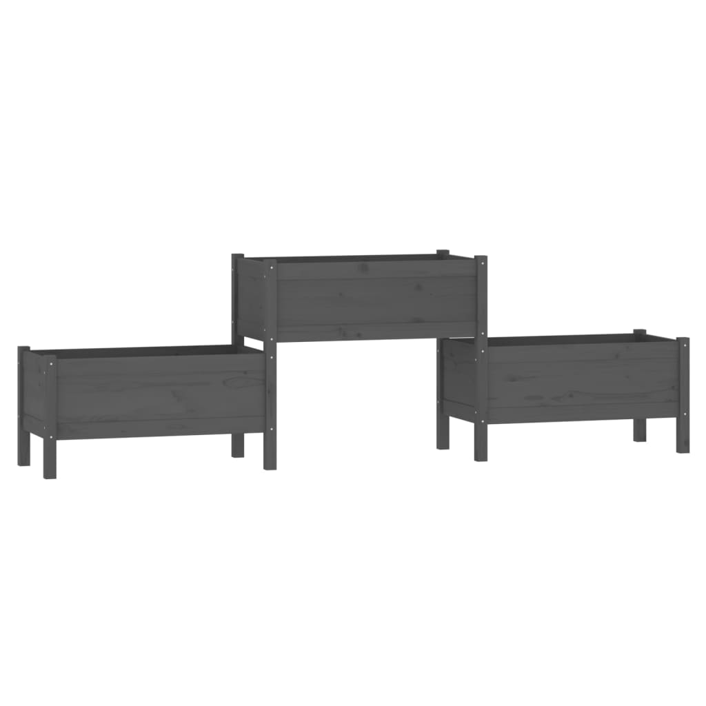 vidaXL Jardinera madera maciza de pino 245,5x44x75 cm Color Natural,  Blanco,  Gris y mas