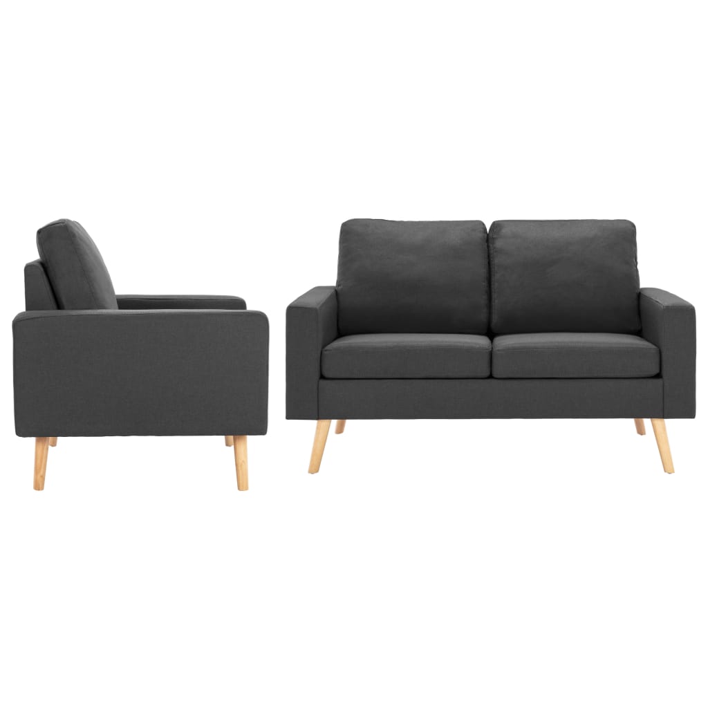 vidaXL Juego de sofás de 2 piezas de tela gris oscuro