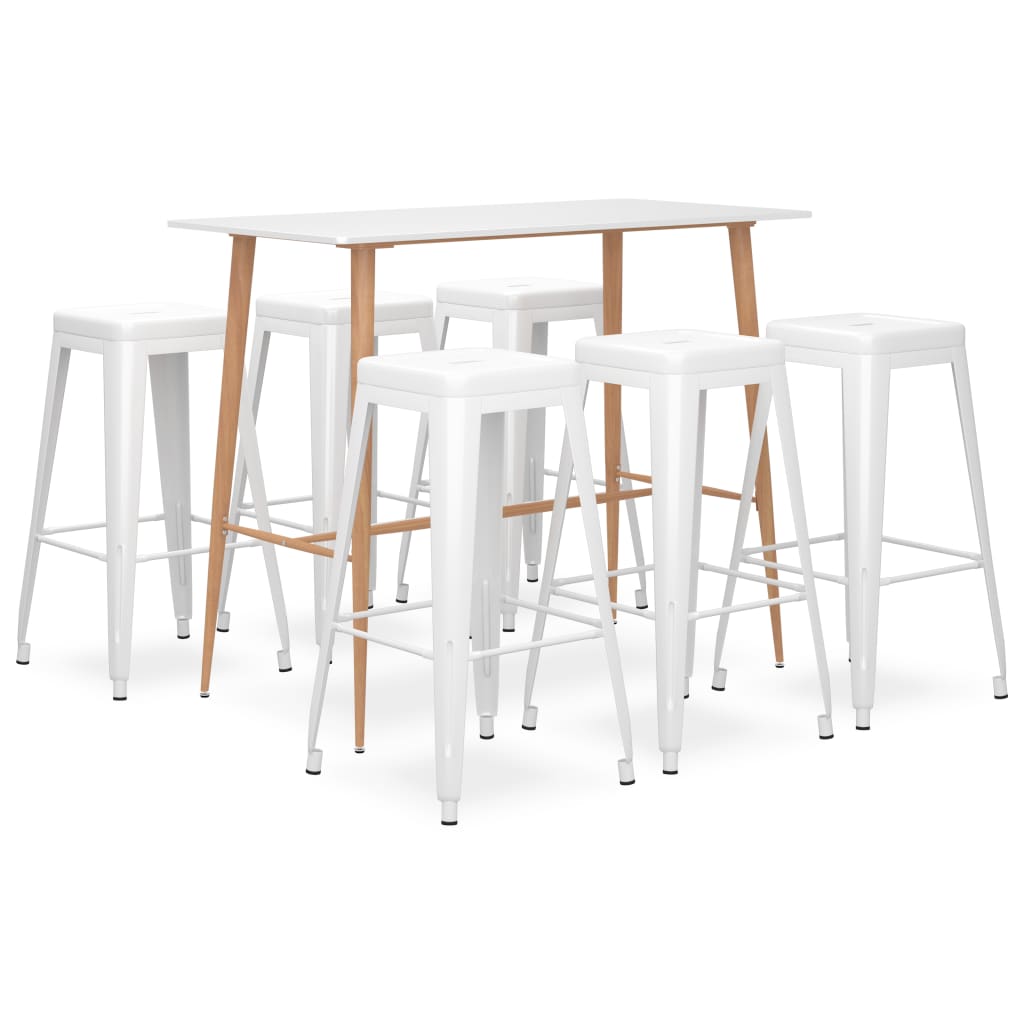 vidaXL Set de muebles de bar de 7 piezas blanco