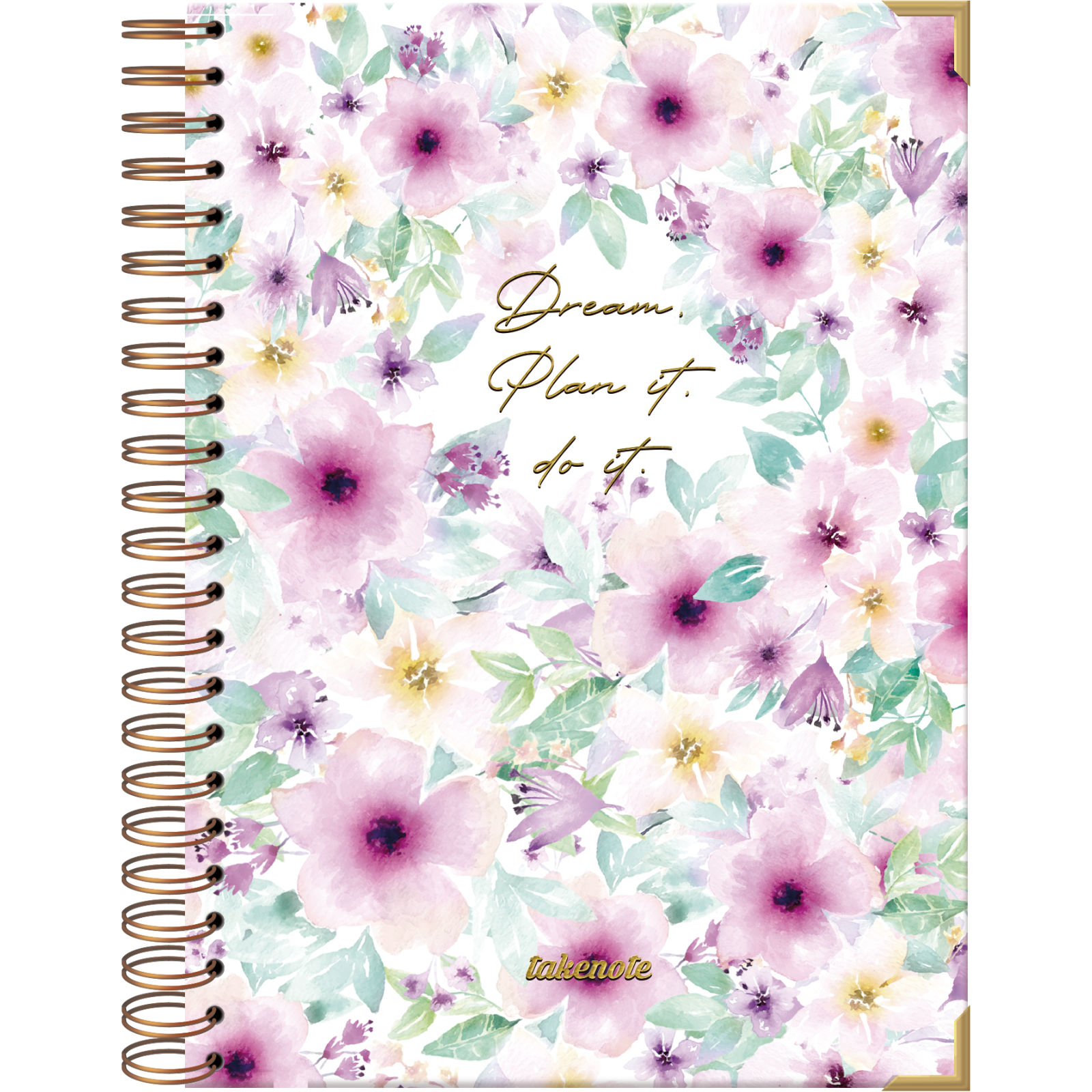 Takenote Cuaderno Dreambook A4 - Interior Liso, 192 Páginas en Blanco, Tamaño 21,5 x 30 cm, Tapa Dura, Espiral Doble Dorada (Wire’o)
