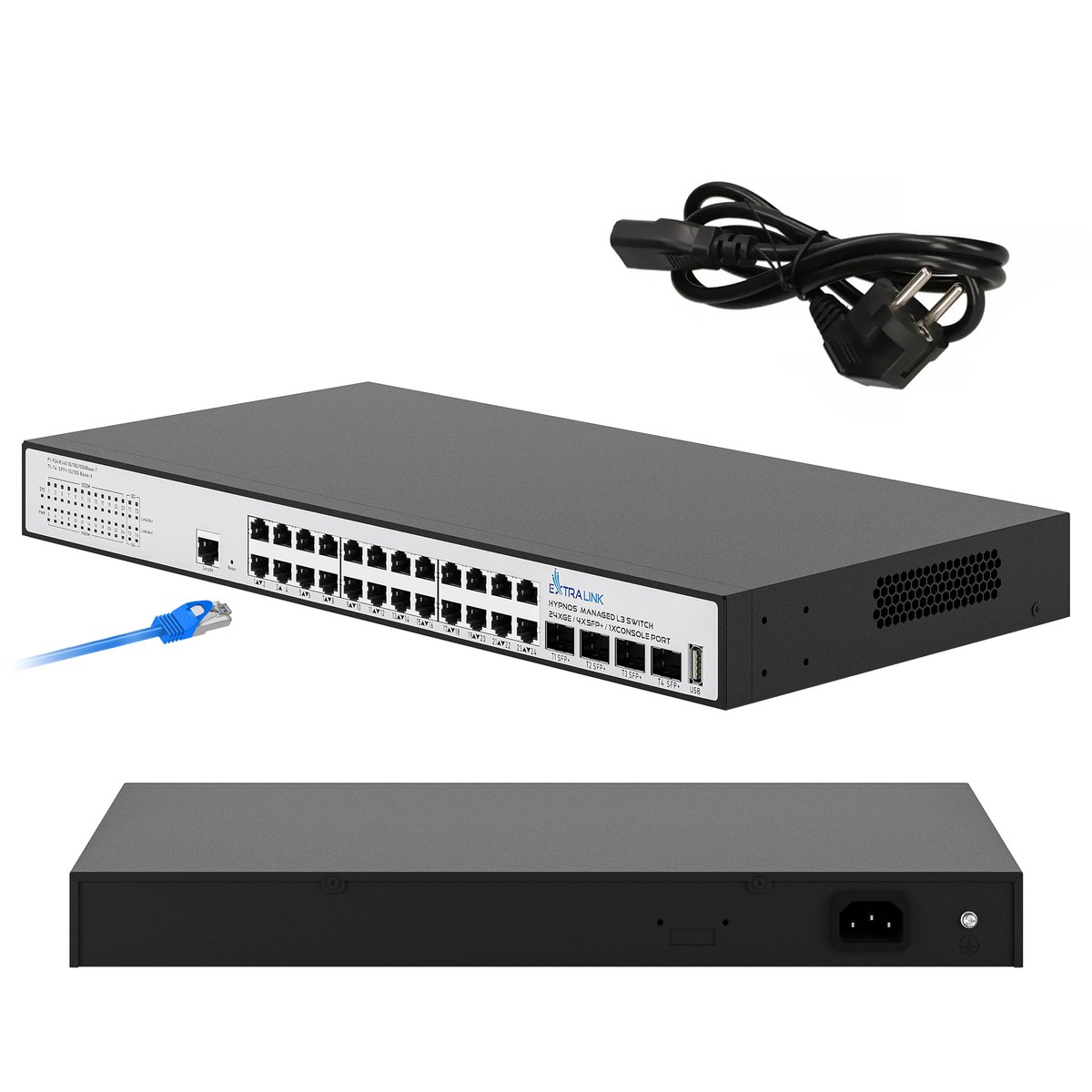 Extralink hypnos | conmutador | 24x rj45 1000mb/s, 4x sfp+, l3, administrado