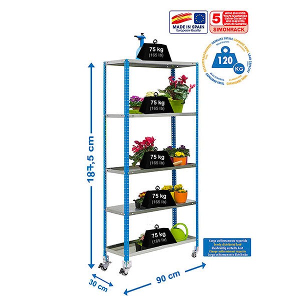 Estantería SIMONRACK Simongarden comfort mob. 5/300 azul/galva