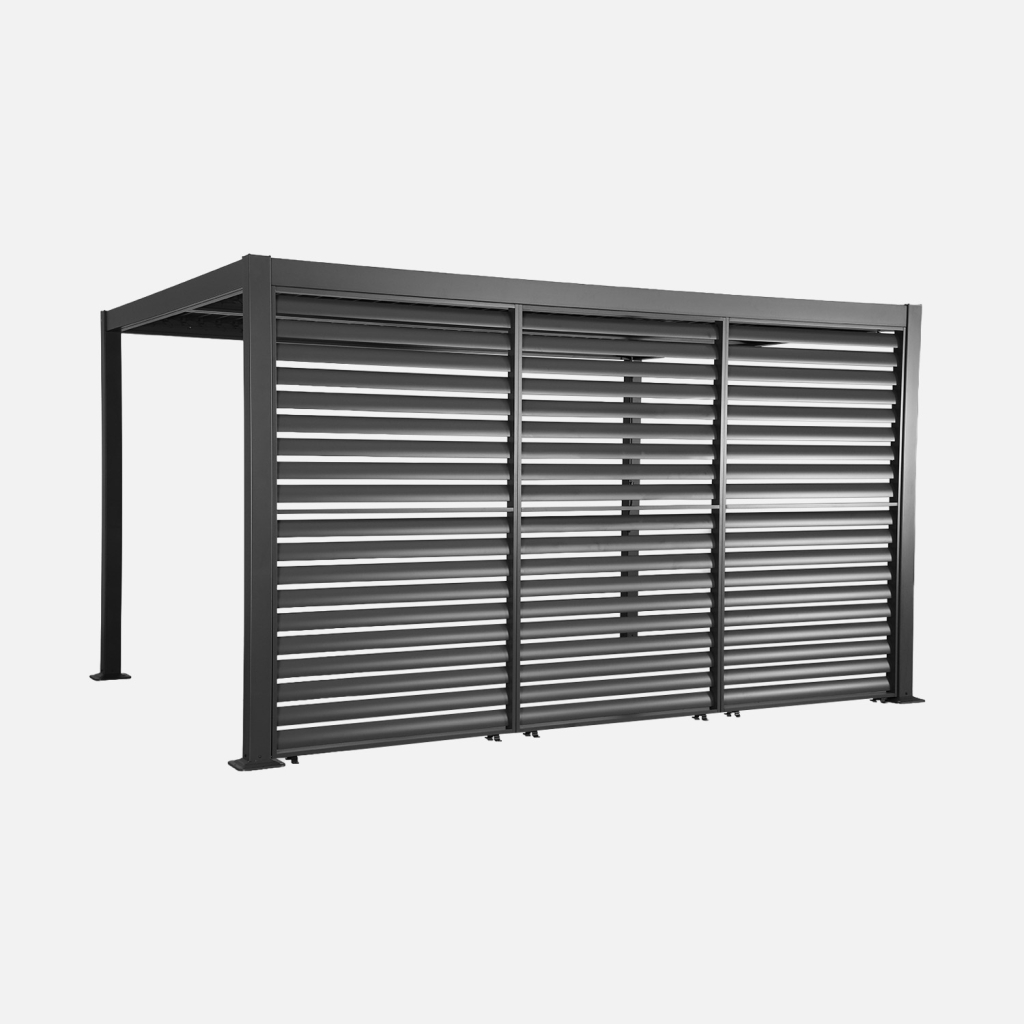sweeek - Pérgola bioclimática de aluminio y acero 3x4m + 3 persianas 1.3m , Palace 3x4m + accesorios , 392x292x231