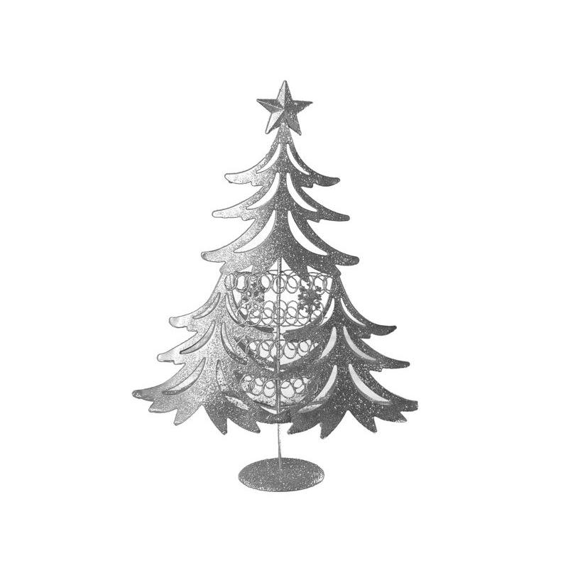 Gerimport Pino Decoración Navidad Metal Plata 40 Cm