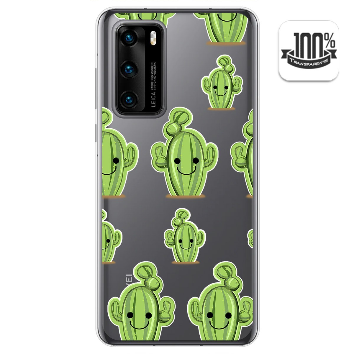 Tumundosmartphone Funda Gel Transparente para Huawei P40 diseño Cactus Dibujos