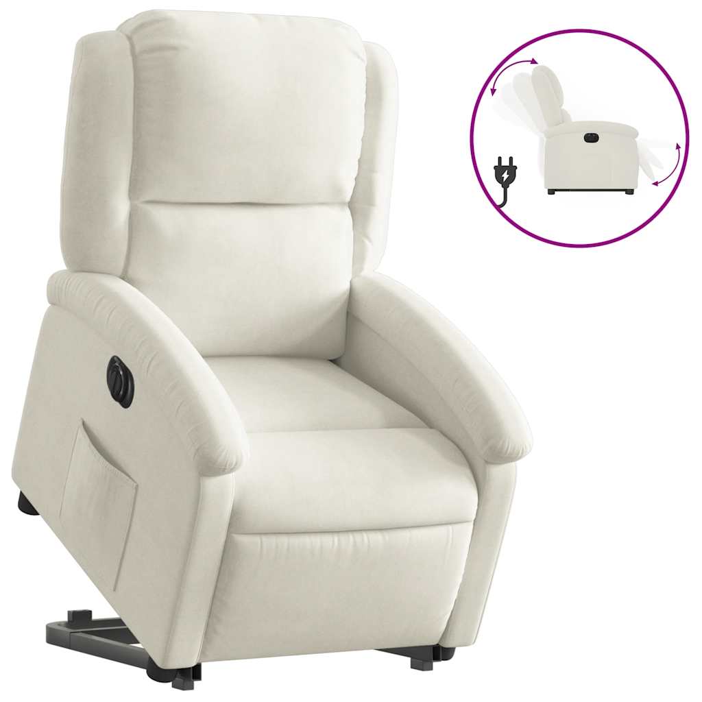 vidaXL Sillón eléctrico reclinable elevable de terciopelo crema