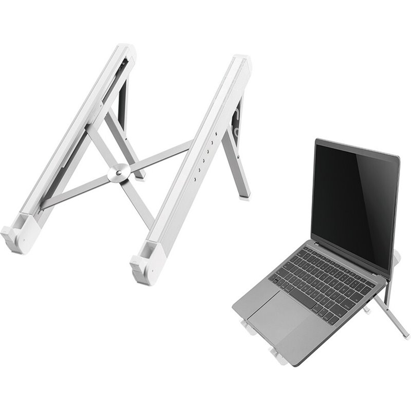 Neomounts NSLS010 Soporte para portátil, 11-17 pulgadas, máx. 5 kg, 6 posiciones de altura, plegable, compacto, plateado