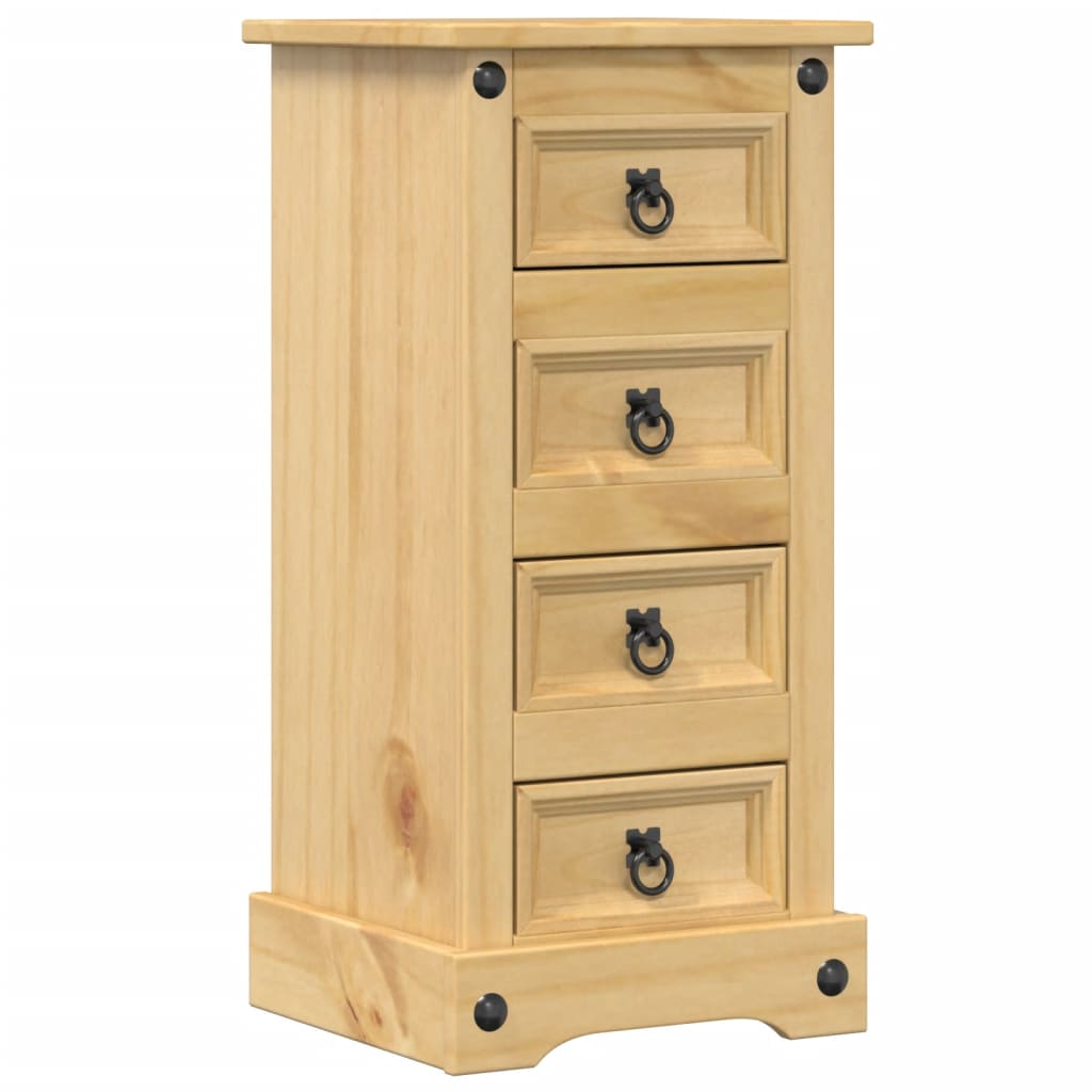 Vidaxl Mesita de Noche Corona Madera Maciza de Pino 35x32,5x74 Cm