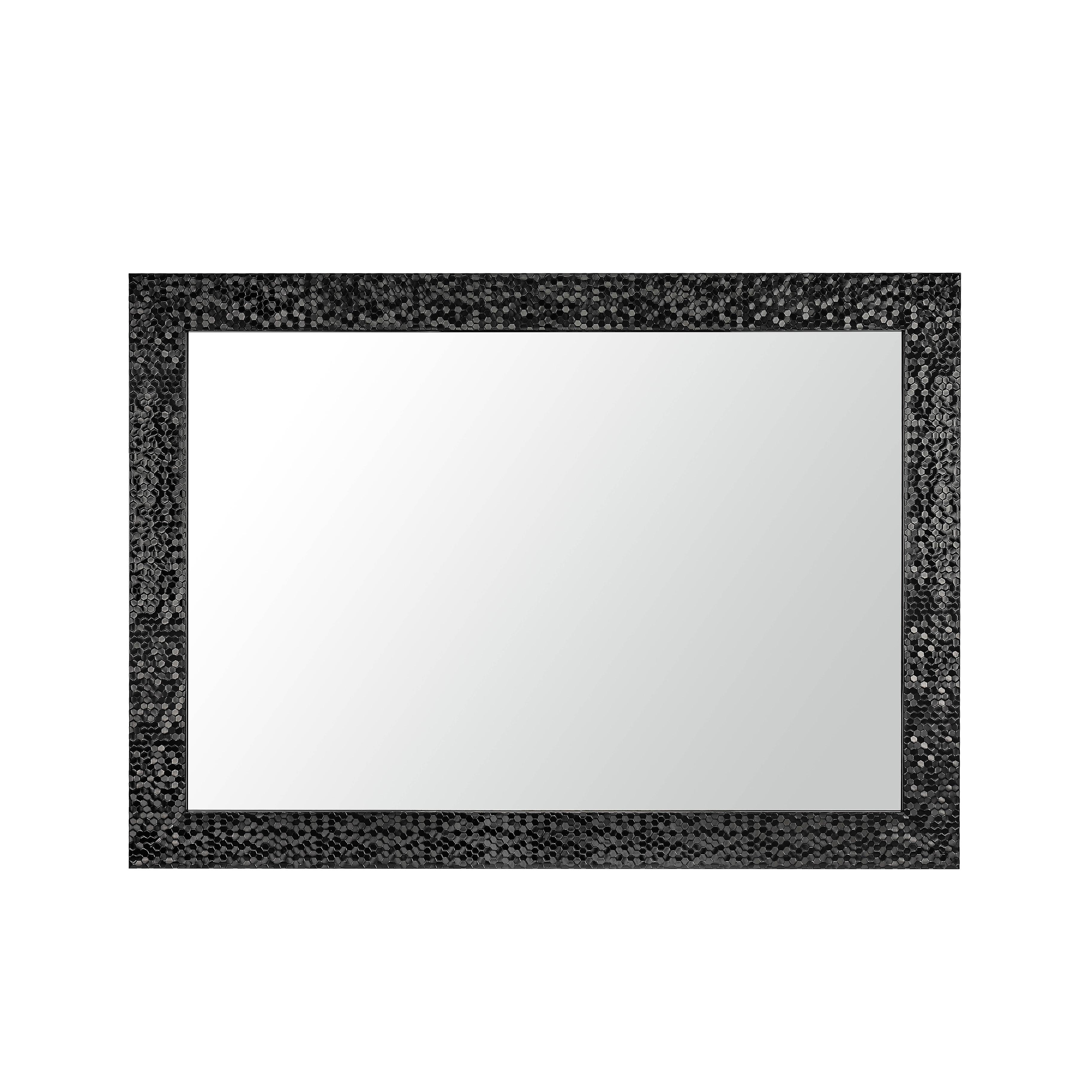 Espejo de Pared Hispanohogar Rectangular 73x103cm con Marco Negro Elegante y Cristal de Alta Calidad