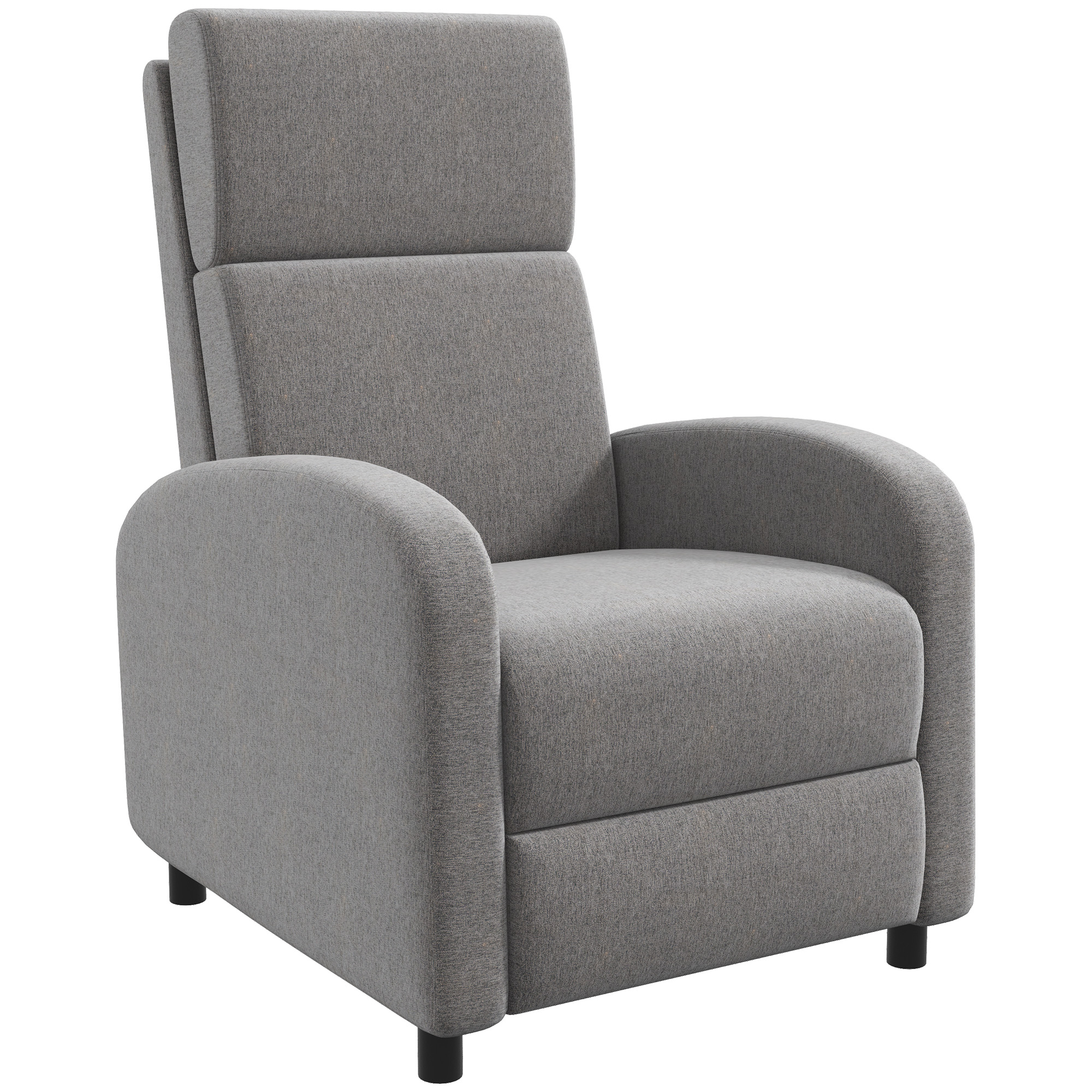 HOMCOM Sillón Relax Reclinable Manual Sillón Relax Tapizado en Lino Sintético con Reposapiés Respaldo Alto Carga 120 kg Butaca Reclinable para Dormitorio Oficina Gris