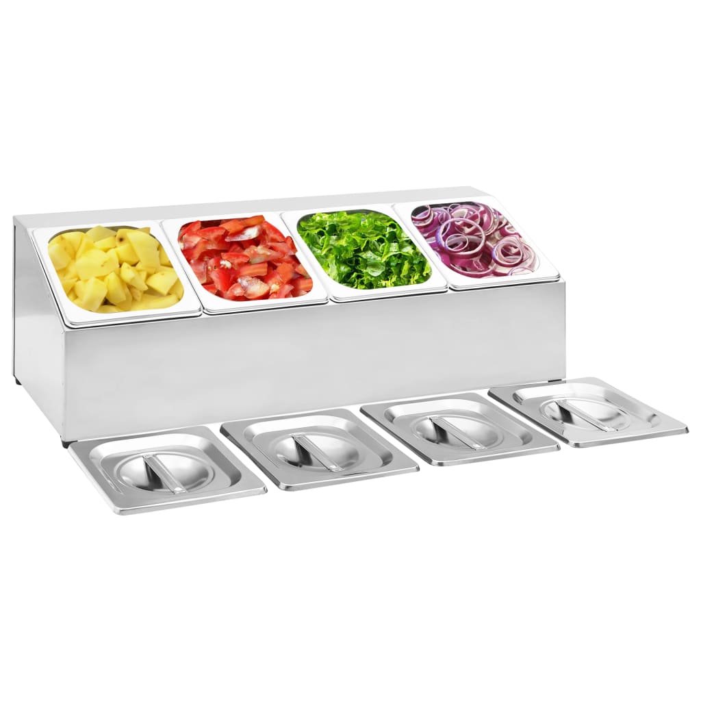 vidaXL Soporte Bandeja Gastronorm con 1/6 Acero Inoxidable Barra Dimensiones 22.5x49.7x21.5 cm (3 bandejas),  40x34x25 cm (4 bandejas),  22.5x66x21.5 cm (4 bandejas) y mas