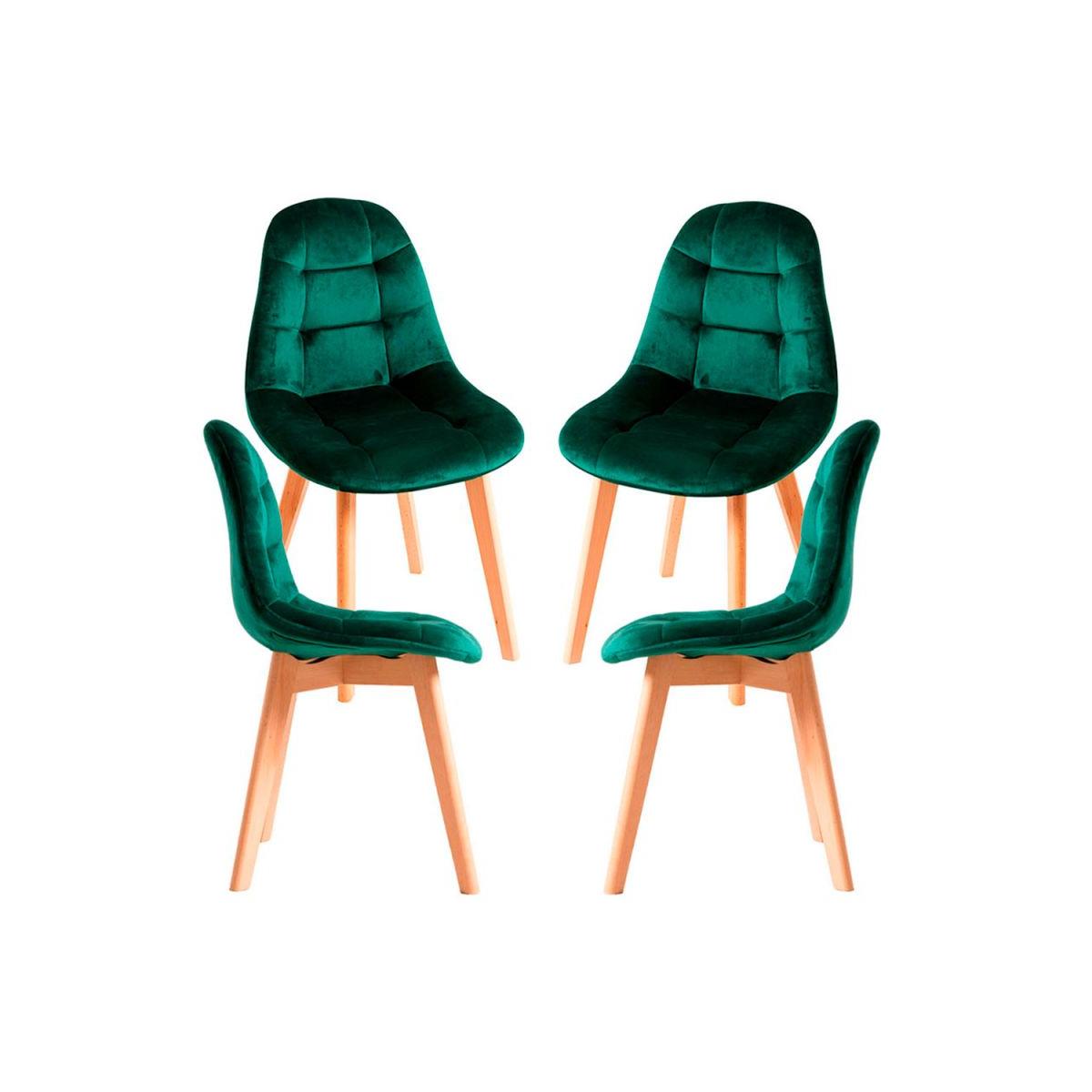 Regalos Miguel - Packs Sillas Comedor - Pack 4 Sillas Kelen Terciopelo - Verde