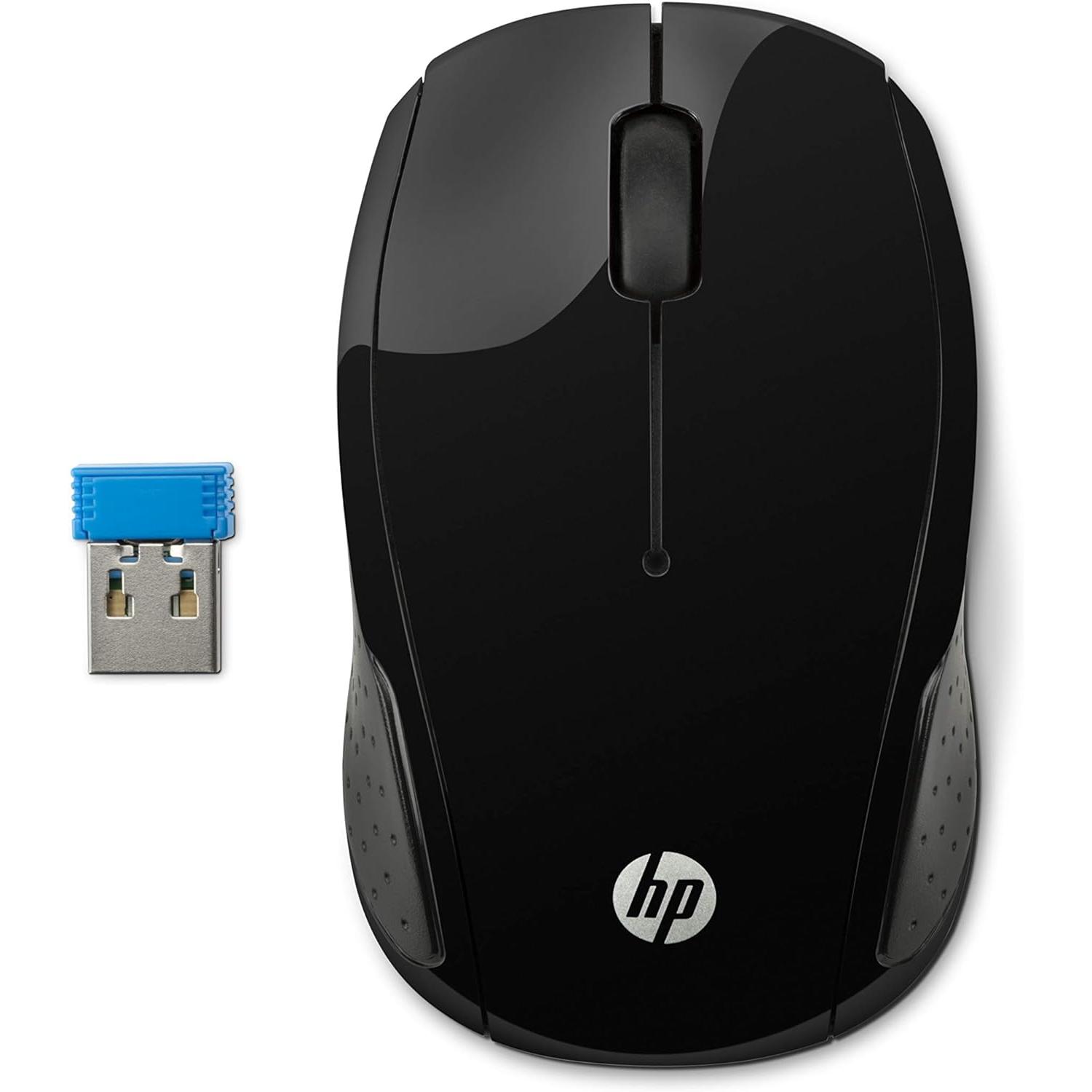 HP 200 - Ratón Inalámbrico Wireless Mouse 1000 dpi, Puerto USB, 2 Botones y Rueda de Desplazamiento, Conexión inalámbrica de 2,4 GHz, 12 Meses Duración Batería, Windows 7 y Superiores, Mac OS 10.x y Superiores, Chrome OS), Color Negro