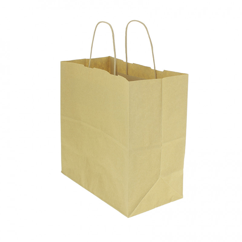 250 Uds. Bolsa Papel Asa Rizada Kraft (26+14x27cm) | Ref: BP15