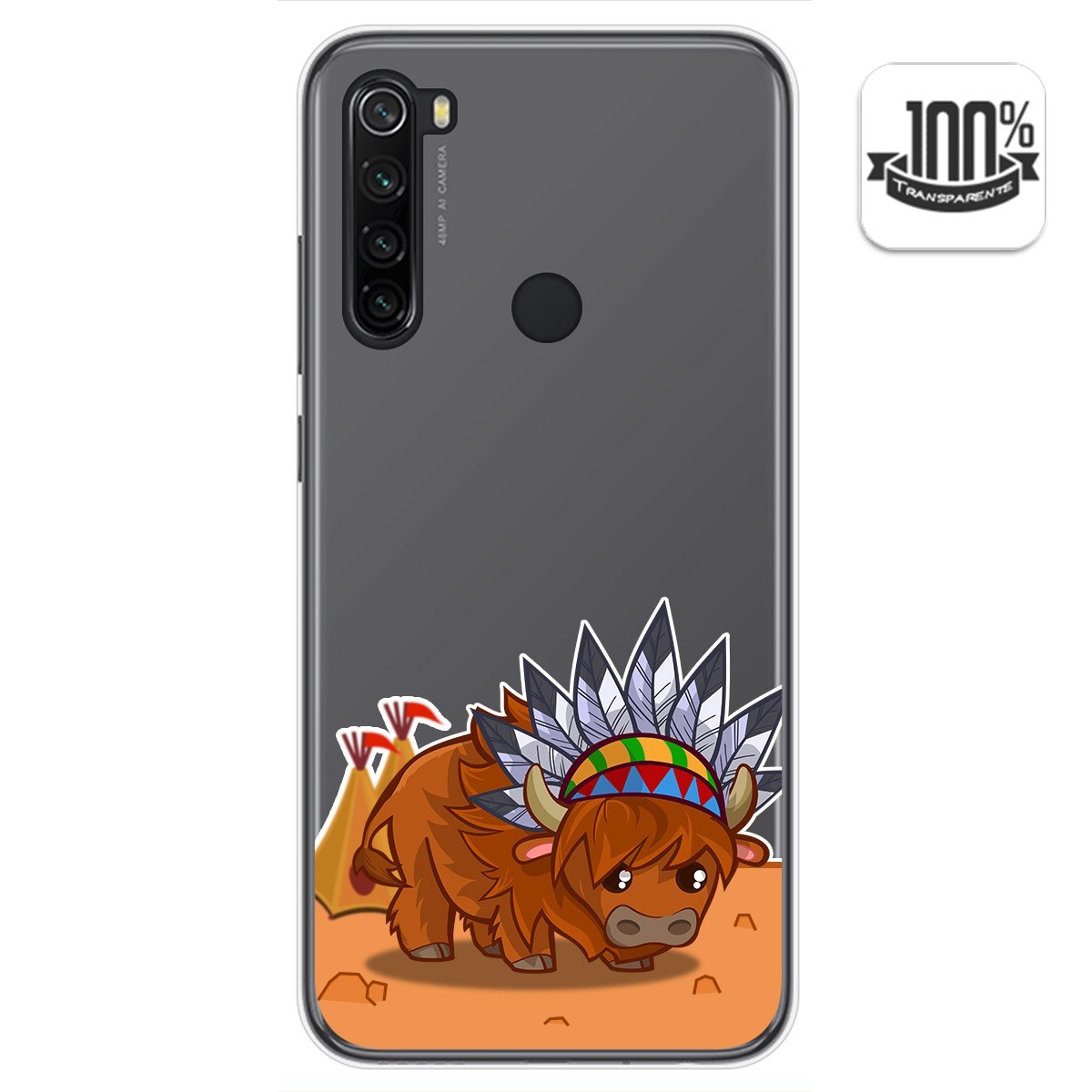 Tumundosmartphone Funda Gel Transparente para Xiaomi Redmi Note 8T diseño Bufalo Dibujos