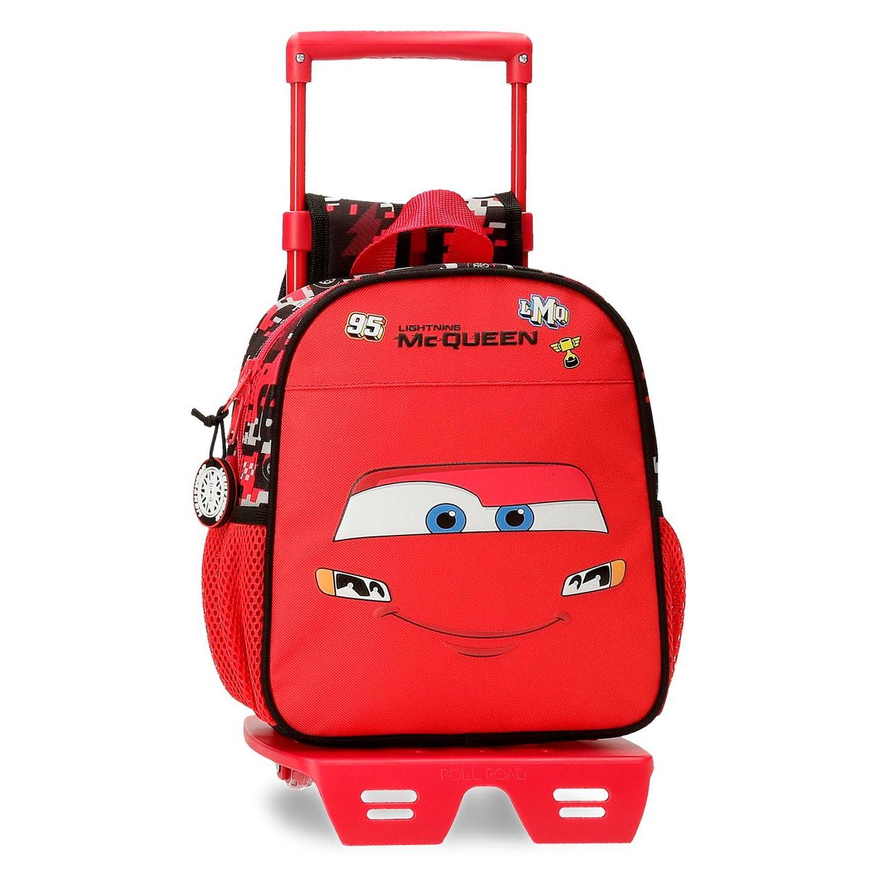 Mochila escolar con carro Cars Mcqueen Red 23x25x10cm Rojo