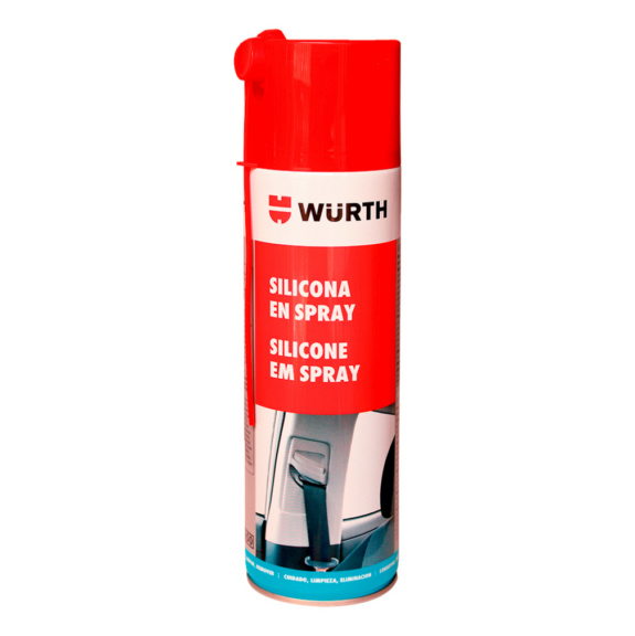 WÜRTH Silicona en Spray Incoloro 500ml - Lubricante para Plástico_ Caucho y Metal | Protección Duradera y Anti-estática