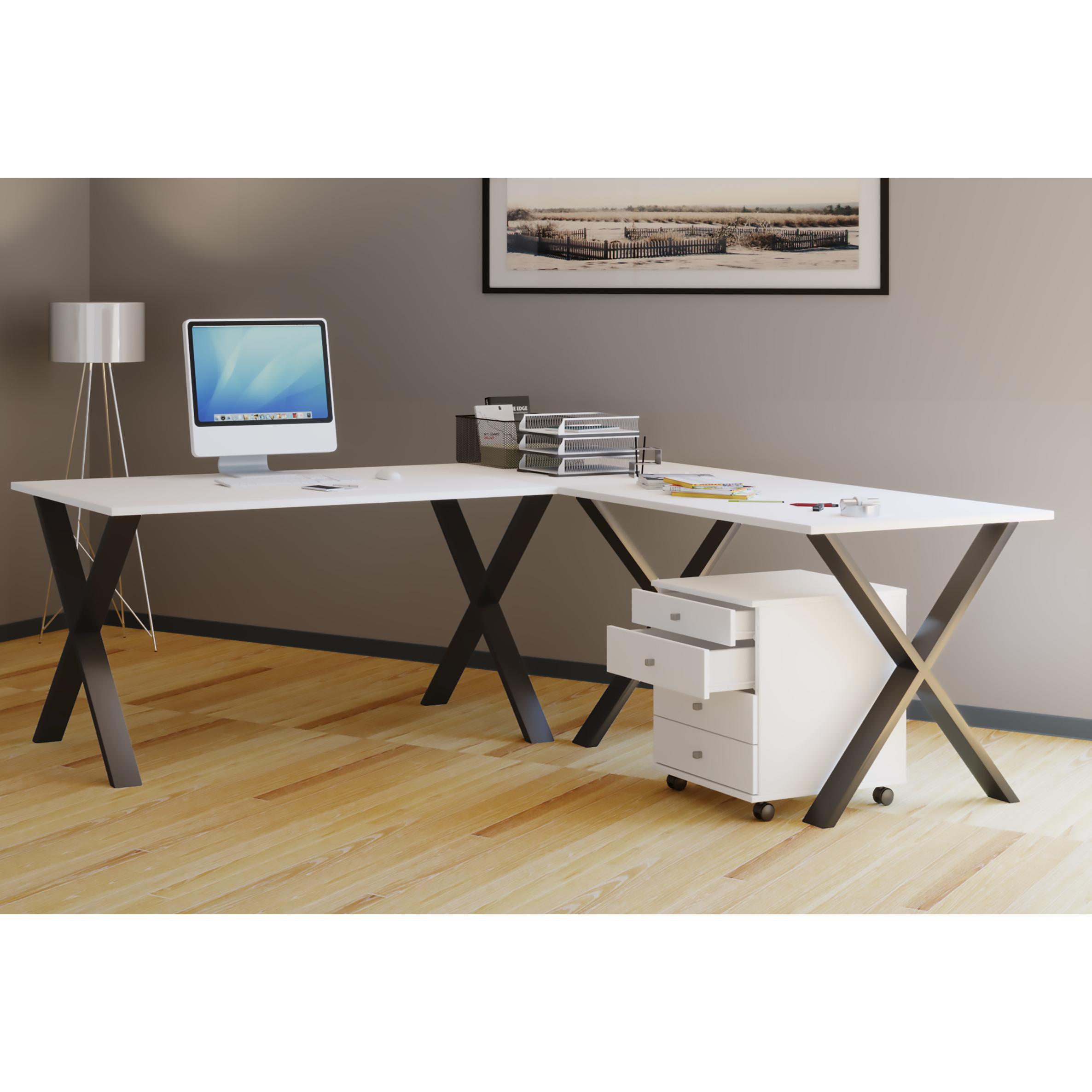 VCM Holz Schreibtisch | Eckschreibtisch schlicht | 190x130 | L Form links oder rechts | Arbeitstisch Platte 50 cm tief | Computertisch Büromöbel - Lona X