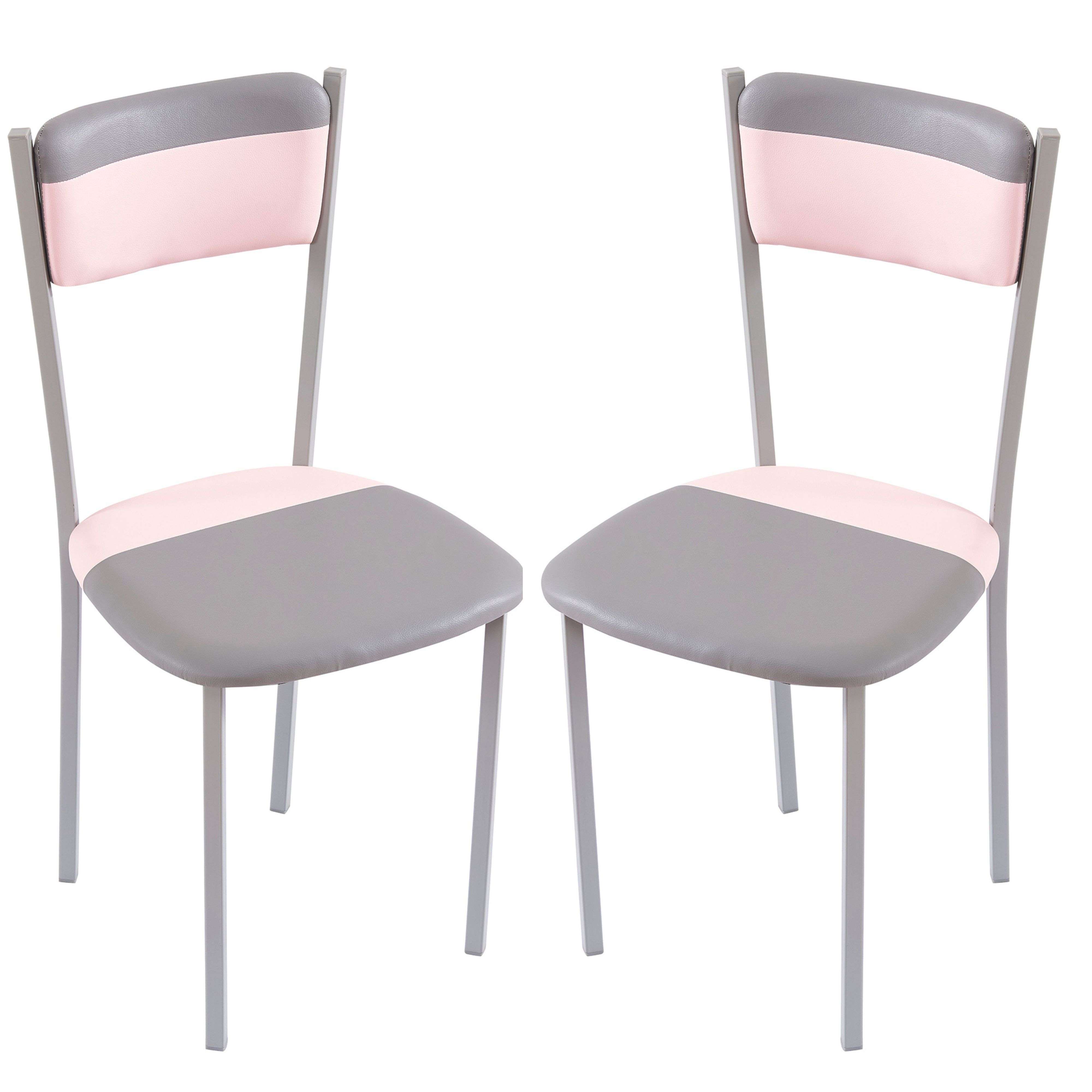 Miroytengo Pack de Sillas Cocina Comedor Estilo Moderno en Color Rosa y Gris  89x43x45 cm