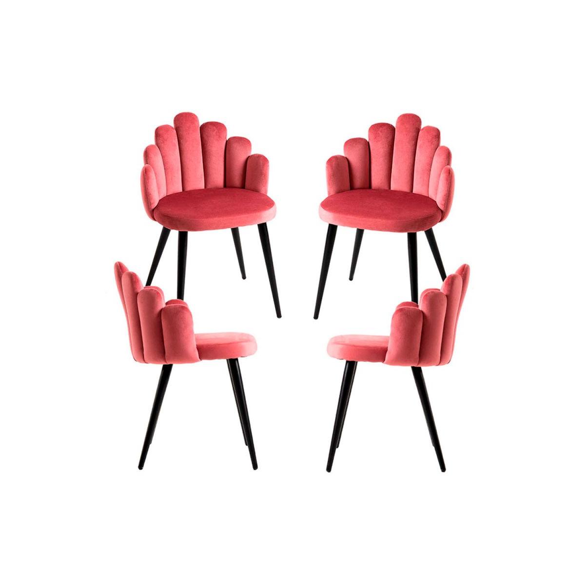Regalos Miguel - Packs Sillas Comedor - Pack 4 Sillas Hand Patas Negras Terciopelo - Rosa