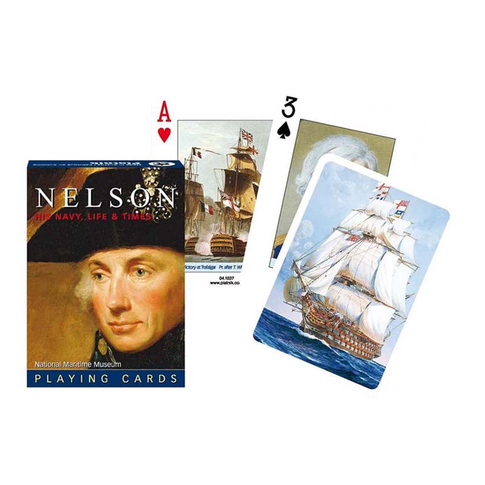 Piatnik Baraja de poker de 54 cartas Vice almirante Horatio Nelson Guerras napoleónicas Batalla de Trafalgar Historia Fotografías originales Juego mesa Jugar Adultos Colección Coleccionable Poquer