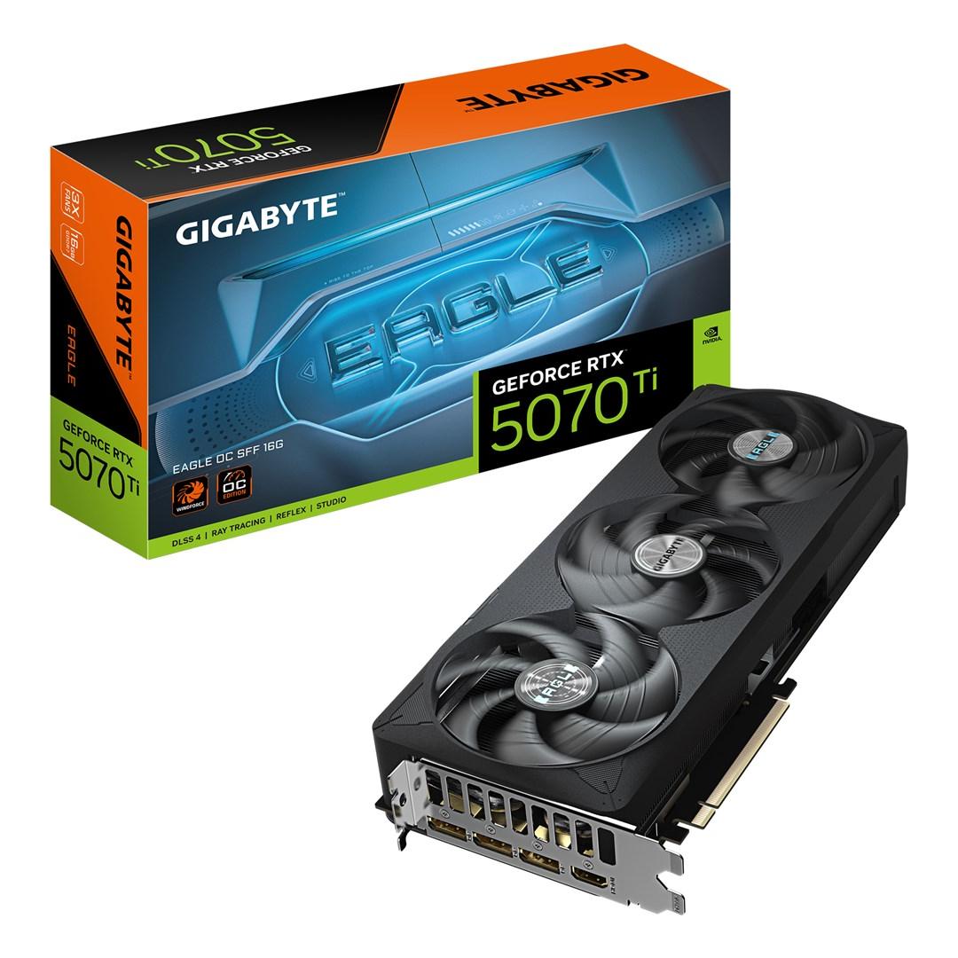 GIGABYTE GeForce RTX 5070 Ti EAGLE OC SFF 16G Tarjeta Gráfica - 16GB GDDR7, 256 bits, PCI-E 5.0, 2542 MHz Core Clock, 3 x DP 2.1a, 1 x HDMI 2.1b, NVIDIA DLSS 4, GV-N507TEAGLE OC-16GD
