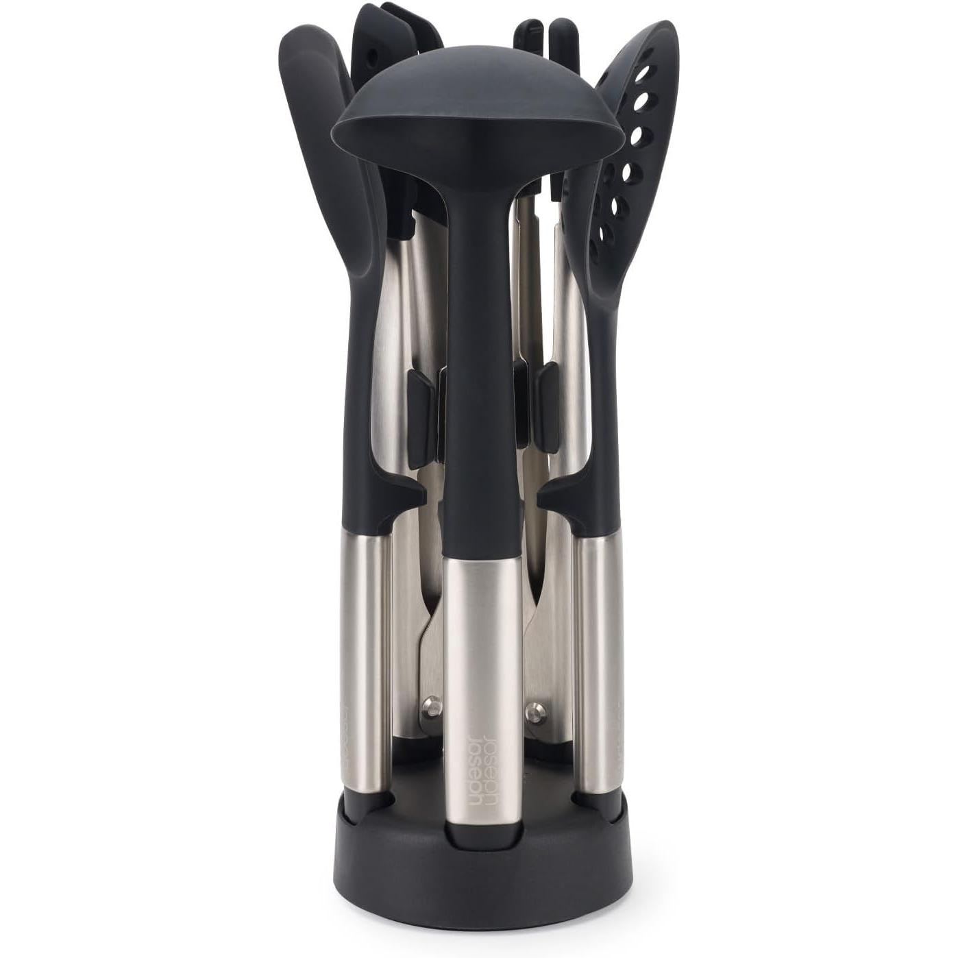 Juego de utensilios de acero inoxidable Joseph Joseph Elevate Fusion, 5 piezas con soporte compacto, multicolor.