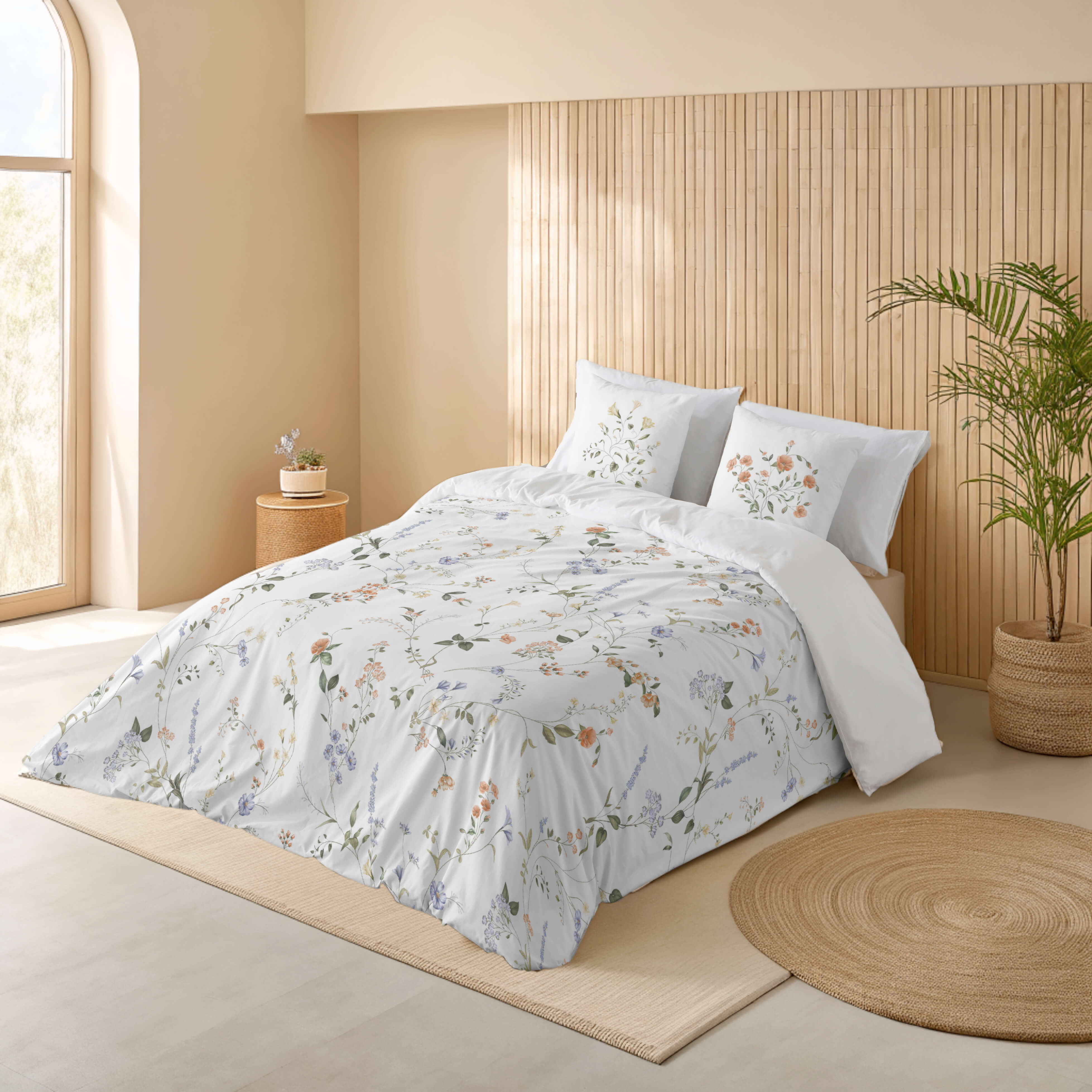 NATURALS - Funda Nórdica Estampada - 100% Algodón Extra Suave - Incluye Funda Nórdica + 1 o 2 Fundas de Almohada - Fabricado en España - Modelos Florales - Cama 90/135/150/180