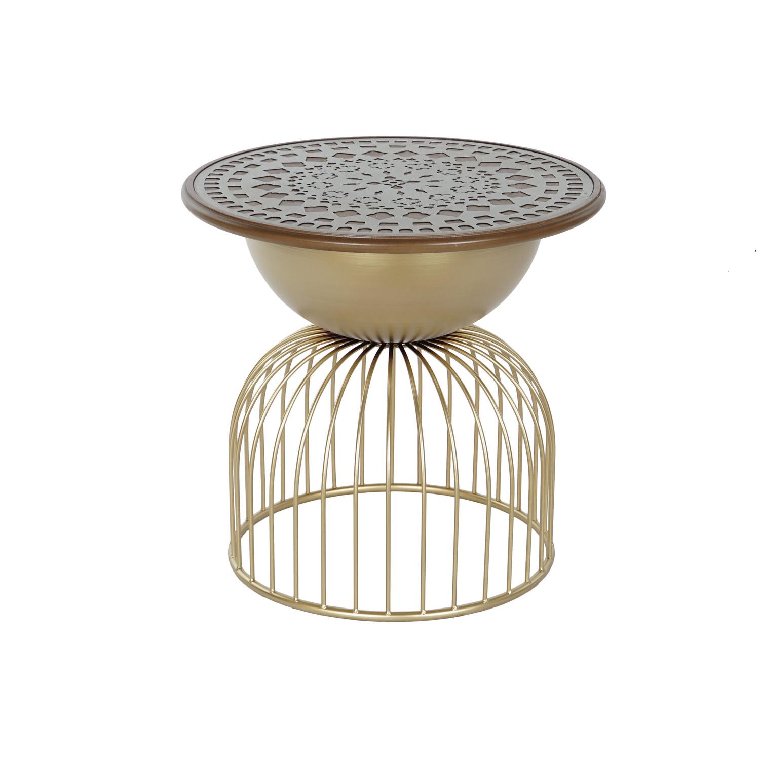 Mesita Auxiliar Abeto Metal 55,5X55,5X53 Dorado - Fijalo - El mejor complemento para tu hogar.