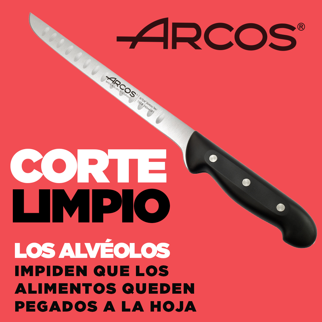 Cuchillo Jamonero con alveolos Serie Universal 240 mm Negro