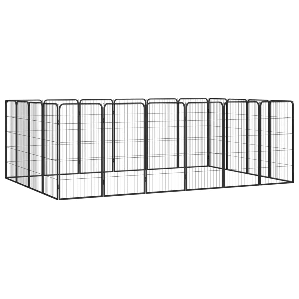 vidaXL Jaula Perros Acero Recubierto Polvo Negro Puerta Cachorro Dimensiones 50x50x100cm (4 paneles),  150x50x100cm (8 paneles),  200x100x100cm (12 paneles) y mas