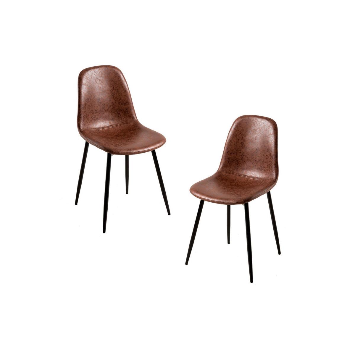 Regalos Miguel - Packs Sillas Comedor - Pack 2 Sillas Black Teok Polipiel - Café Vintage