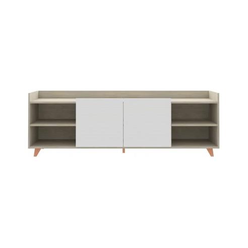 Momma Home MOMMA HOME Mueble TV Salón ROAU, Mesa de Televisión Acabado en Roble y Blanco, 180x53x46 Cm