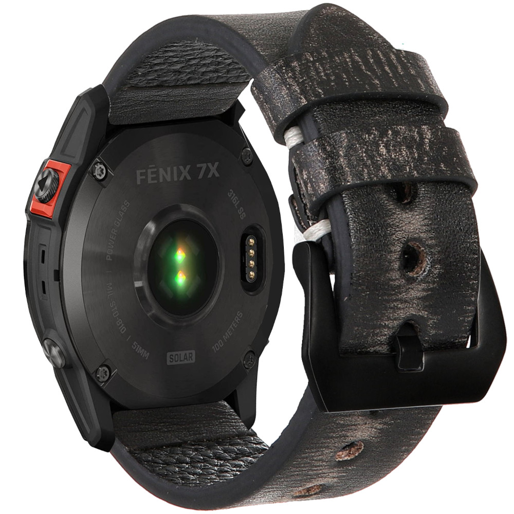 Correa de Cuero para Garmin Fenix 8 - 51mm / Fenix 7X Pro / Fenix 6X Pro / Enduro 3 / Epix 2 Pro 51mm, Pulsera de Piel Hecha a Mano Conectores Quickfit 26mm
