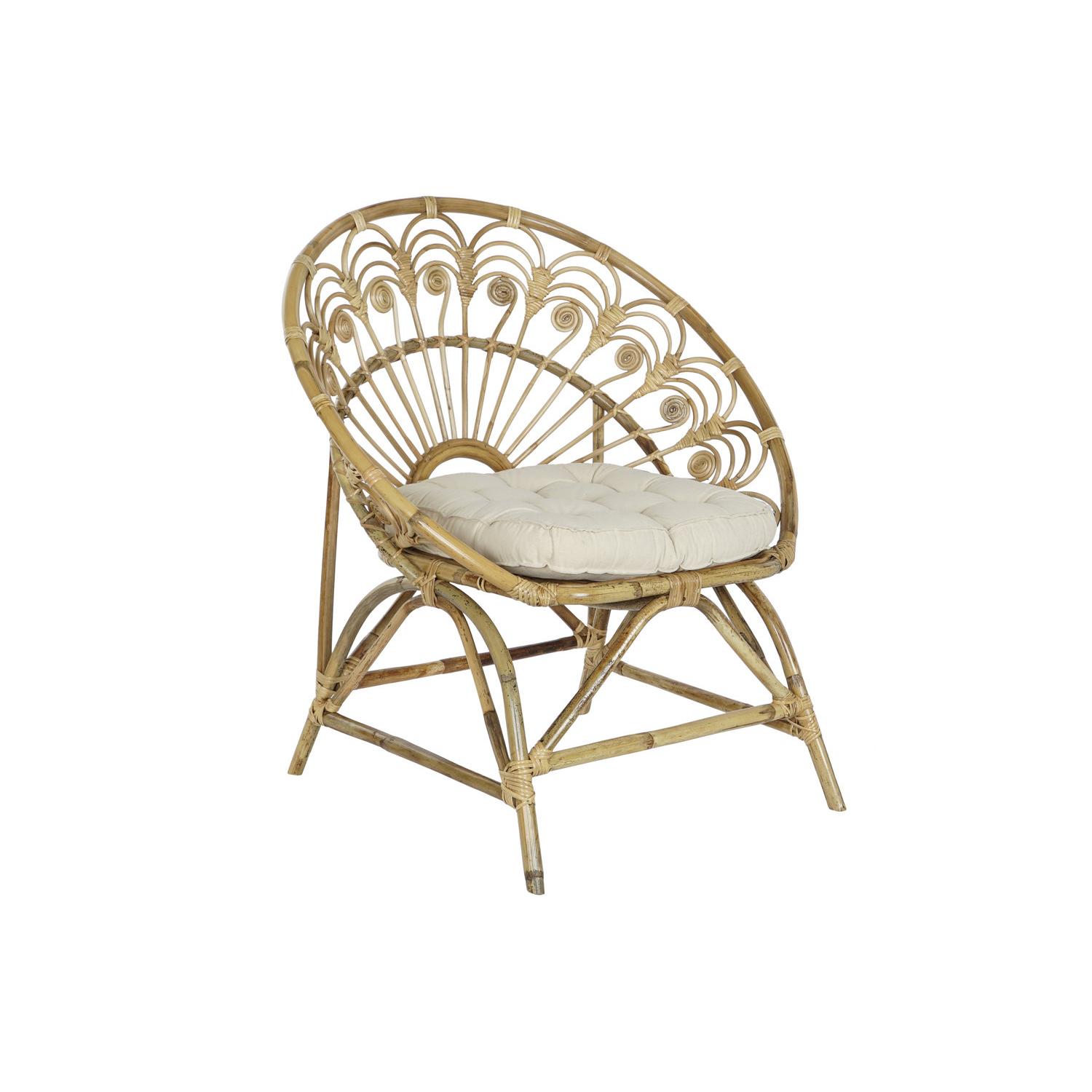 SILLON RATAN ALGODON 84X70X90 CON COJIN NATURAL FIJALO MB207722