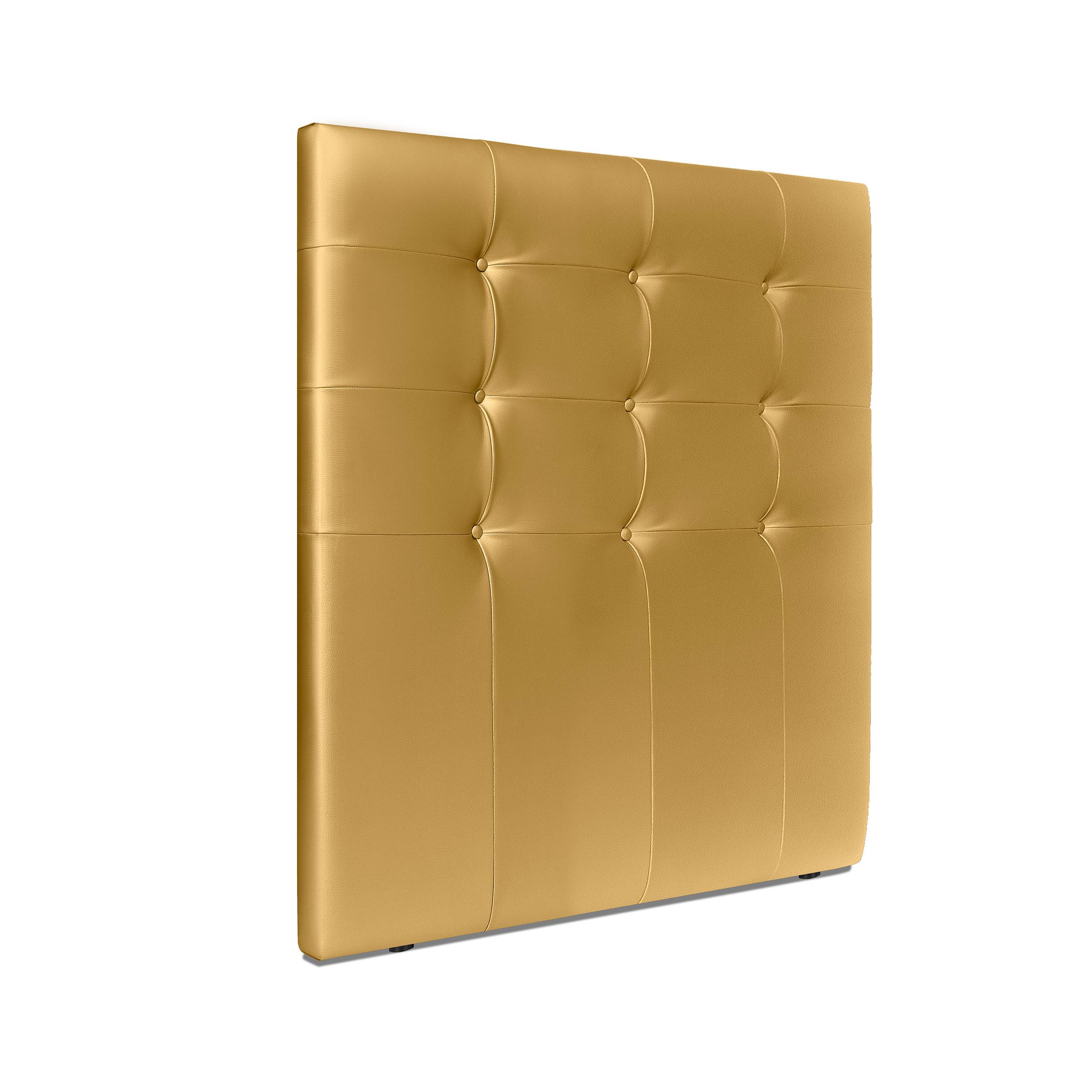 DHOME Cabecero Capitoné hasta el Suelo Cabezal 8cm tapizado ACUALINE Tela y Polipiel para Cama Dormitorio (Dorado Polipiel)