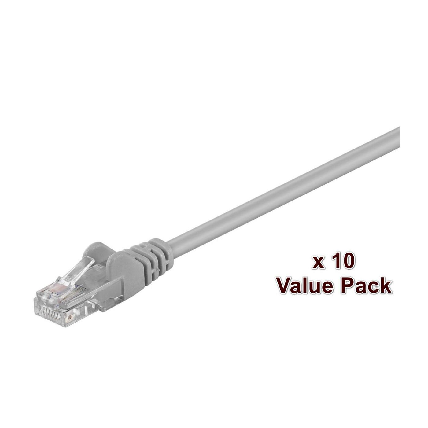 Microconnect Cable de Red U/UTP Cat5e 0.5m Gris - Paquete de 10 - Alta Velocidad