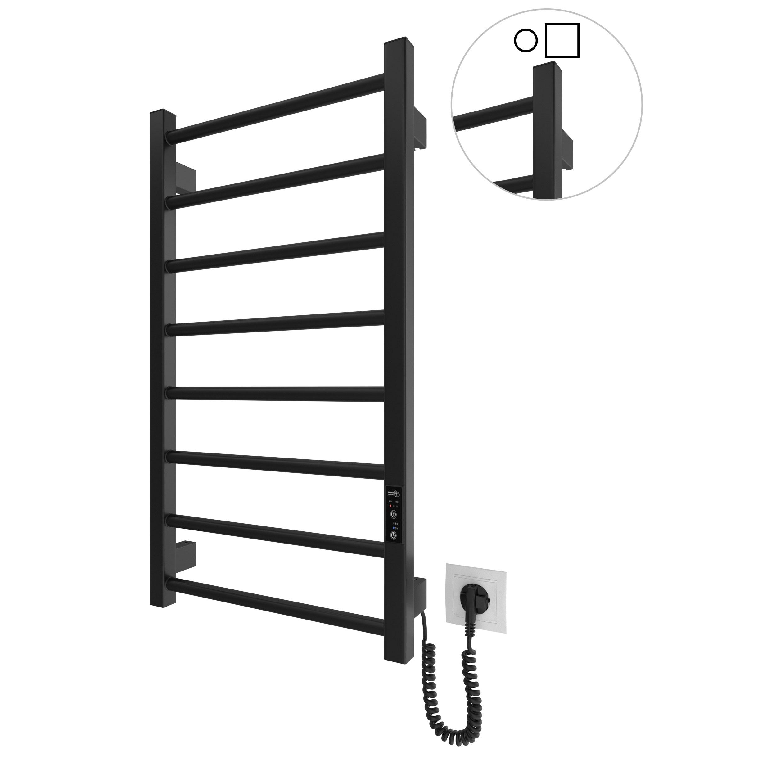 Radiador Toallero Eléctrico Seco HYGGE FAMILY Modelo LEEDS , Bajo Consumo de 770x530 mm Color NEGRO MATE