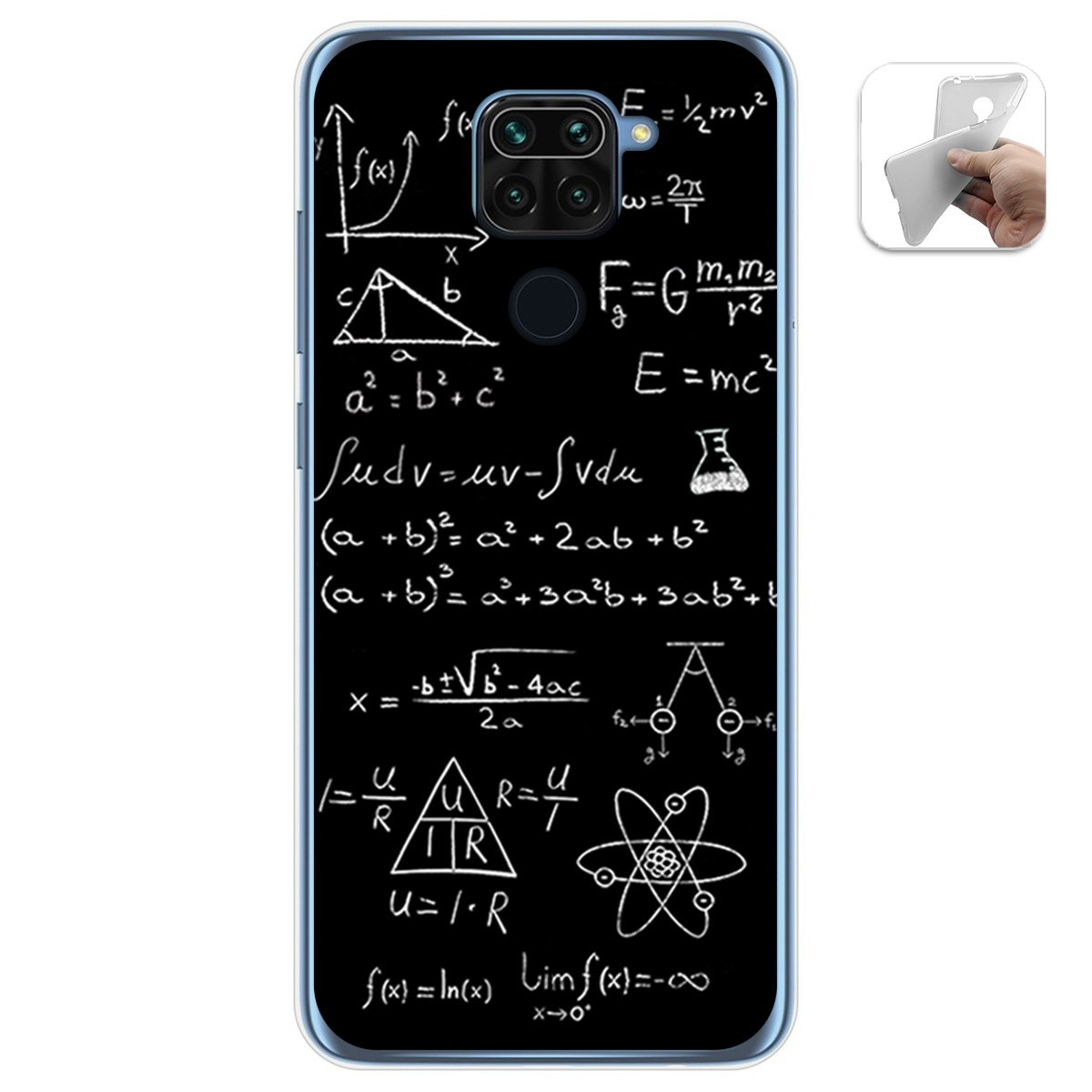 Tumundosmartphone Funda Gel Tpu para Xiaomi Redmi Note 9 diseño Formulas Dibujos
