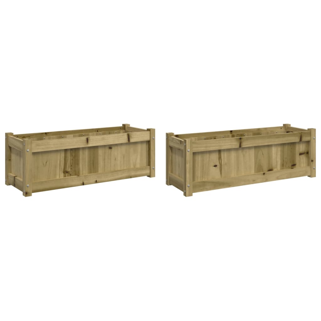 vidaXL Jardineras de exterior 2 unidades madera impregnada de pino Color Pino natural,  Blanco,  Marrón y mas