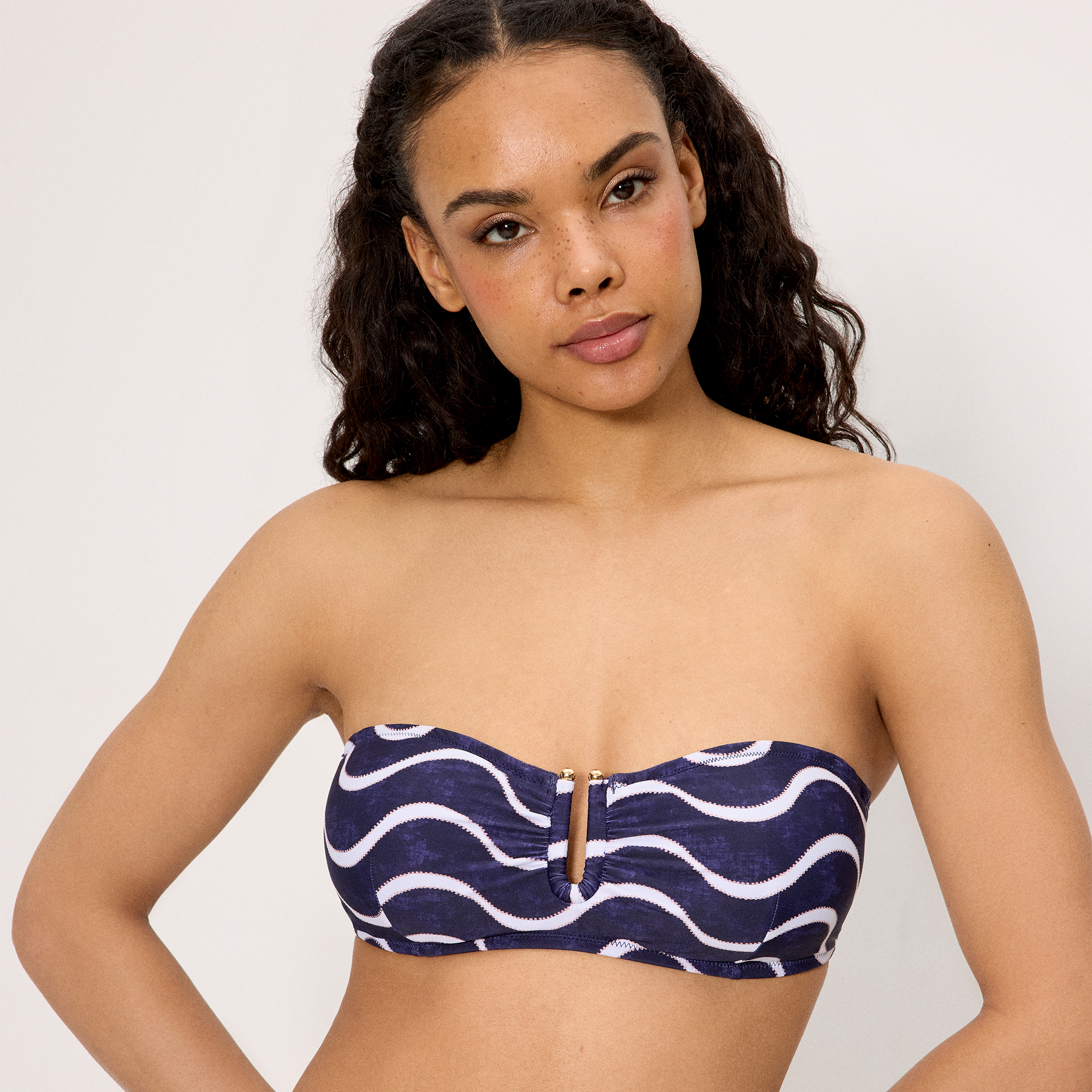 Ysabel Mora - Top bikini bandeau estampado ondas marino copa C