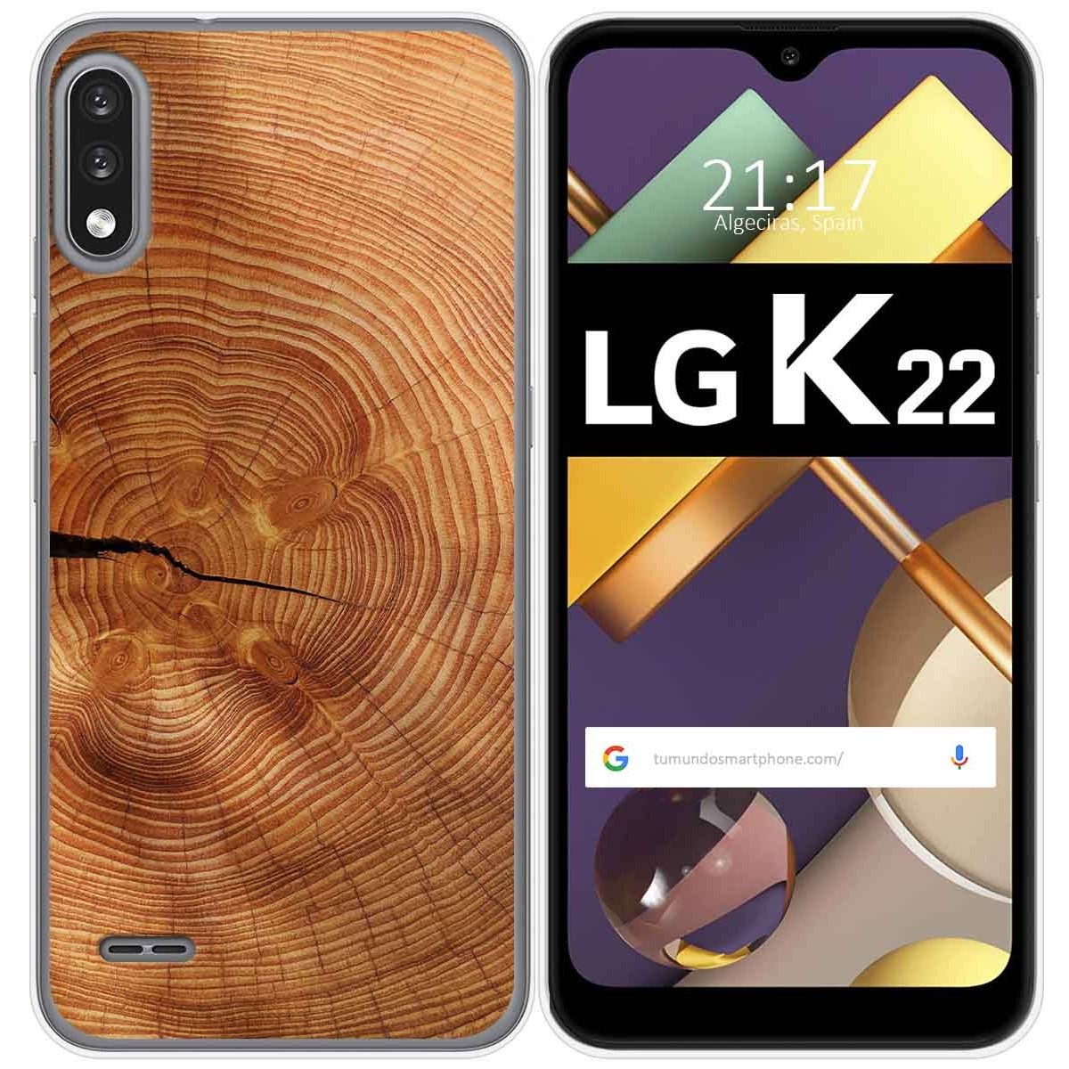 Tumundosmartphone Funda Gel Tpu para Lg K22 diseño Madera 04 Dibujos