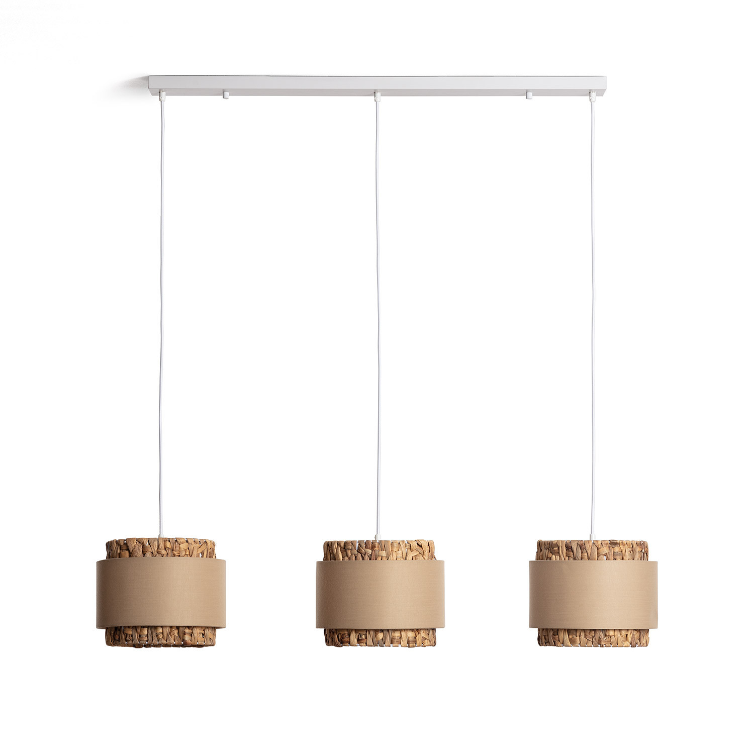 Ledkia Lámpara Colgante Fibras Naturales Tri Orleans Beige