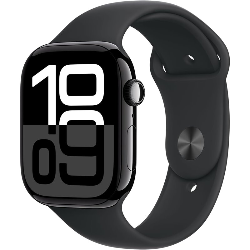 Apple Watch Series 10 GPS Cellular 46 mm Caja de aluminio en negro azabache y correa deportiva negra - Talla M/L